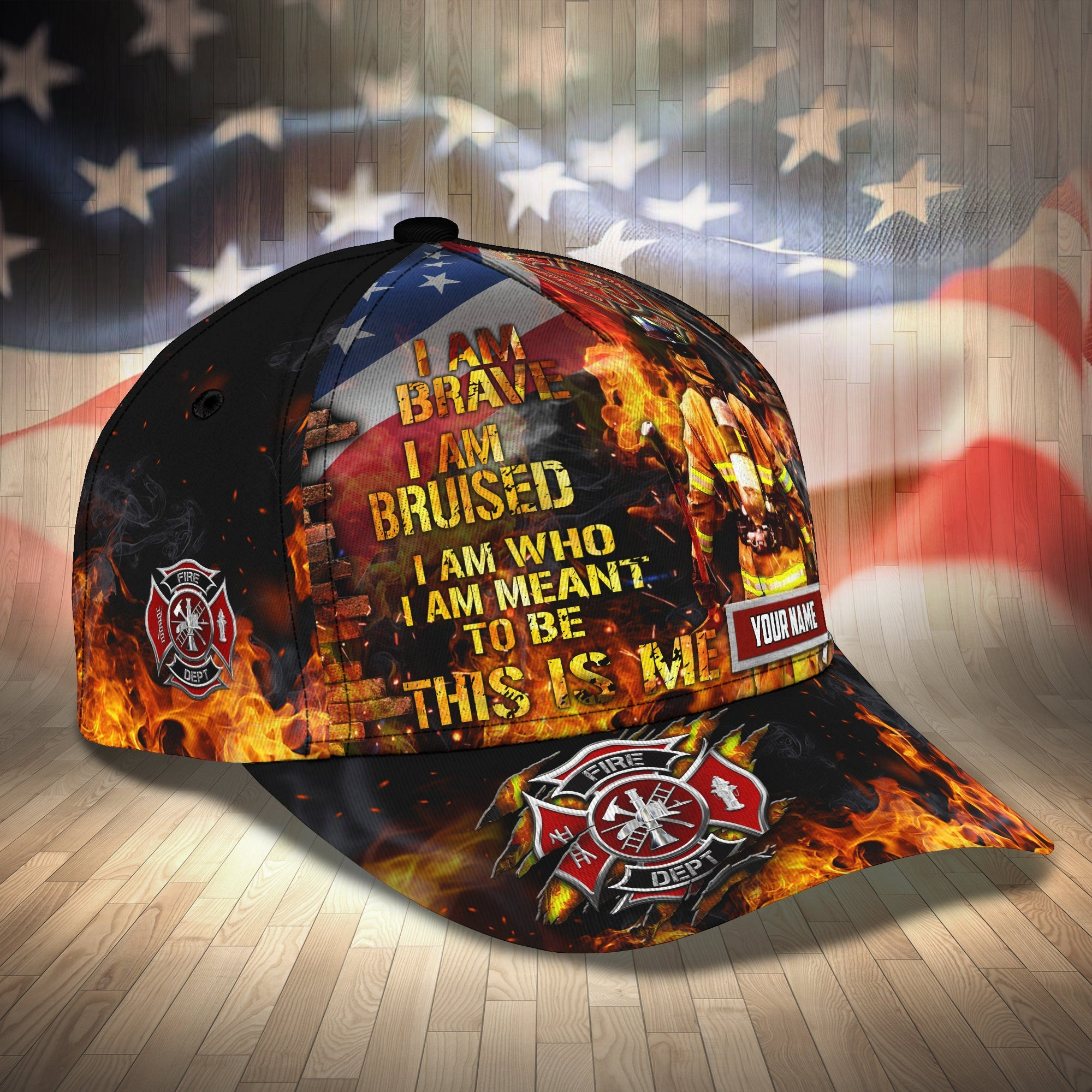 Custom Classic Cap - Personalized Firefighter Name Cap Trucker Hats Custom Hats Gifts For Men & Women