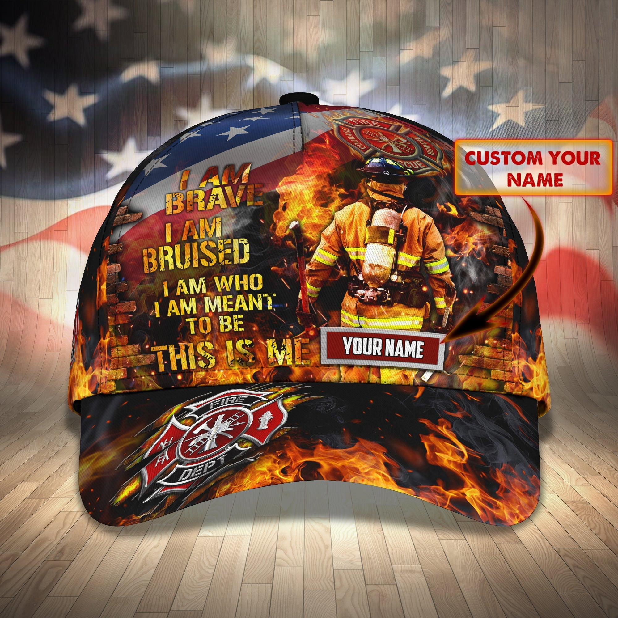 Custom Classic Cap - Personalized Firefighter Name Cap Trucker Hats Custom Hats Gifts For Men & Women