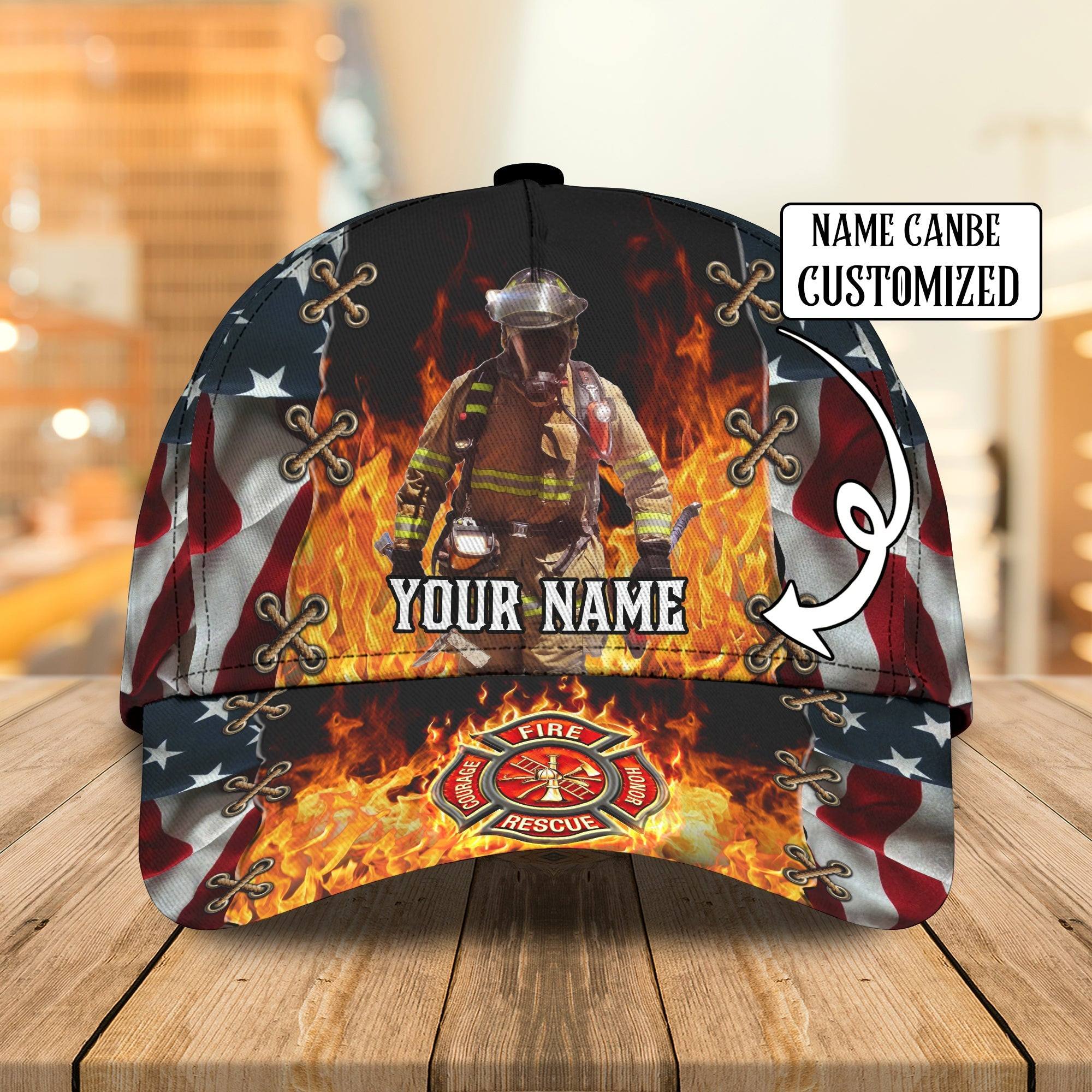 Custom Classic Cap - Personalized Firefighter Name Cap Trucker Hats Custom Hats Gifts For Men & Women