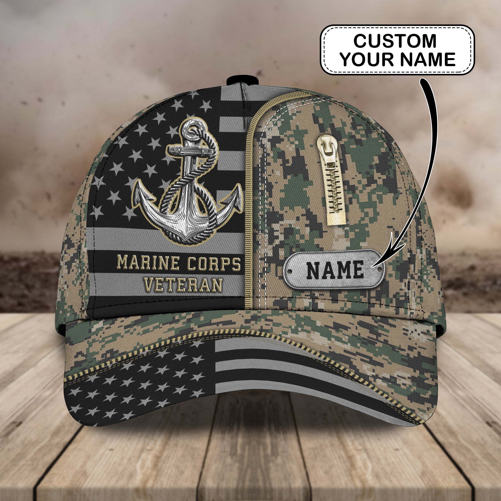 Custom Classic Cap - Personalized Marine Corps Veterans Cap Trucker Hats Custom Hats Gifts For Men & Women
