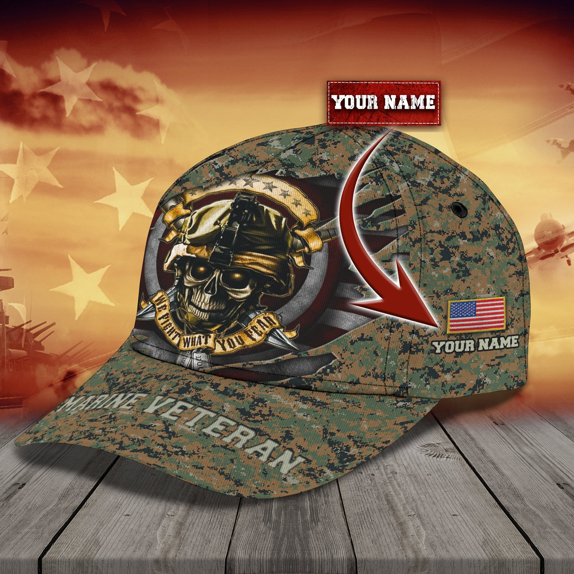 Custom Classic Cap - Personalized Marine Veteran Cap Trucker Hats Custom Hats Gifts For Men & Women