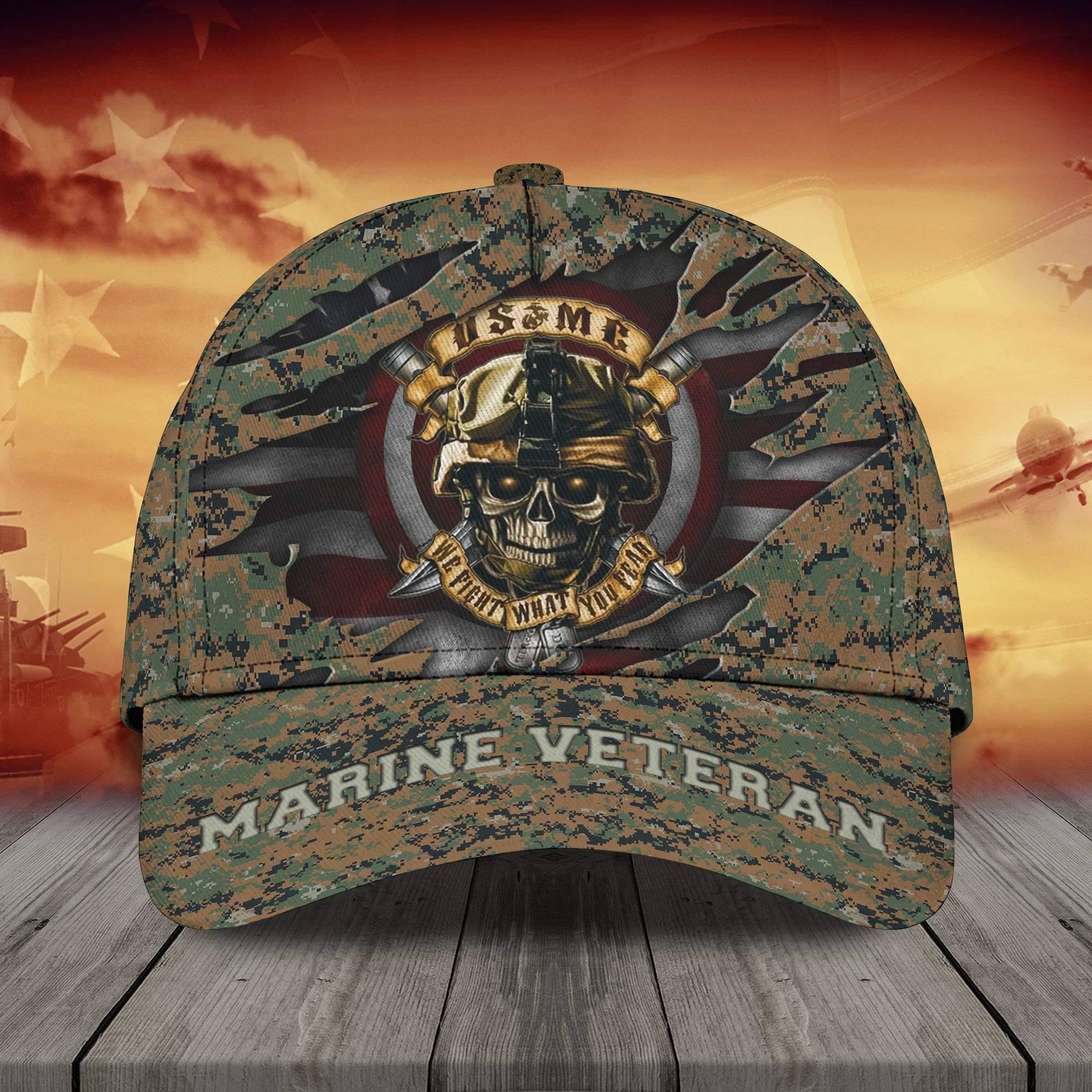 Custom Classic Cap - Personalized Marine Veteran Cap Trucker Hats Custom Hats Gifts For Men & Women