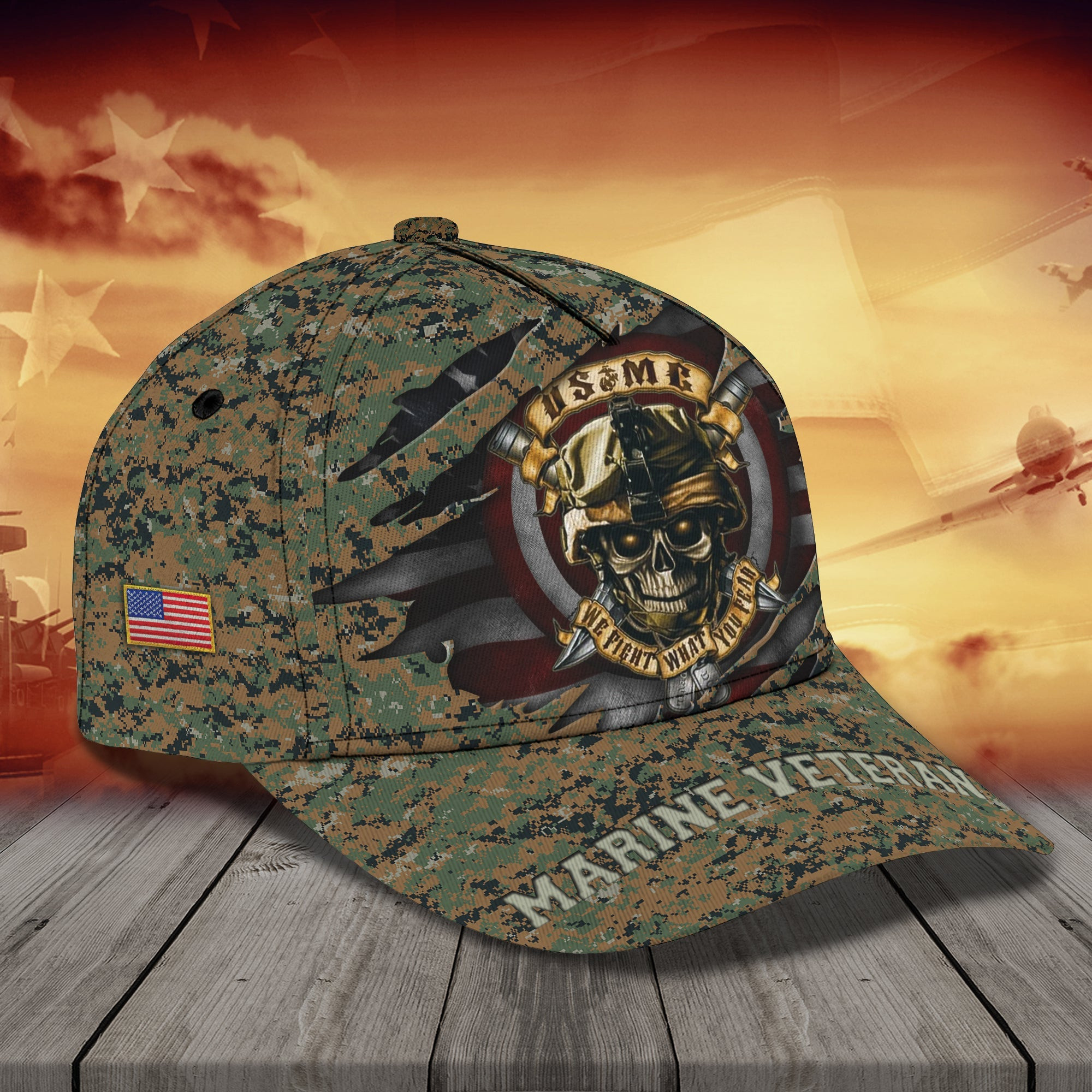 Custom Classic Cap - Personalized Marine Veteran Cap Trucker Hats Custom Hats Gifts For Men & Women