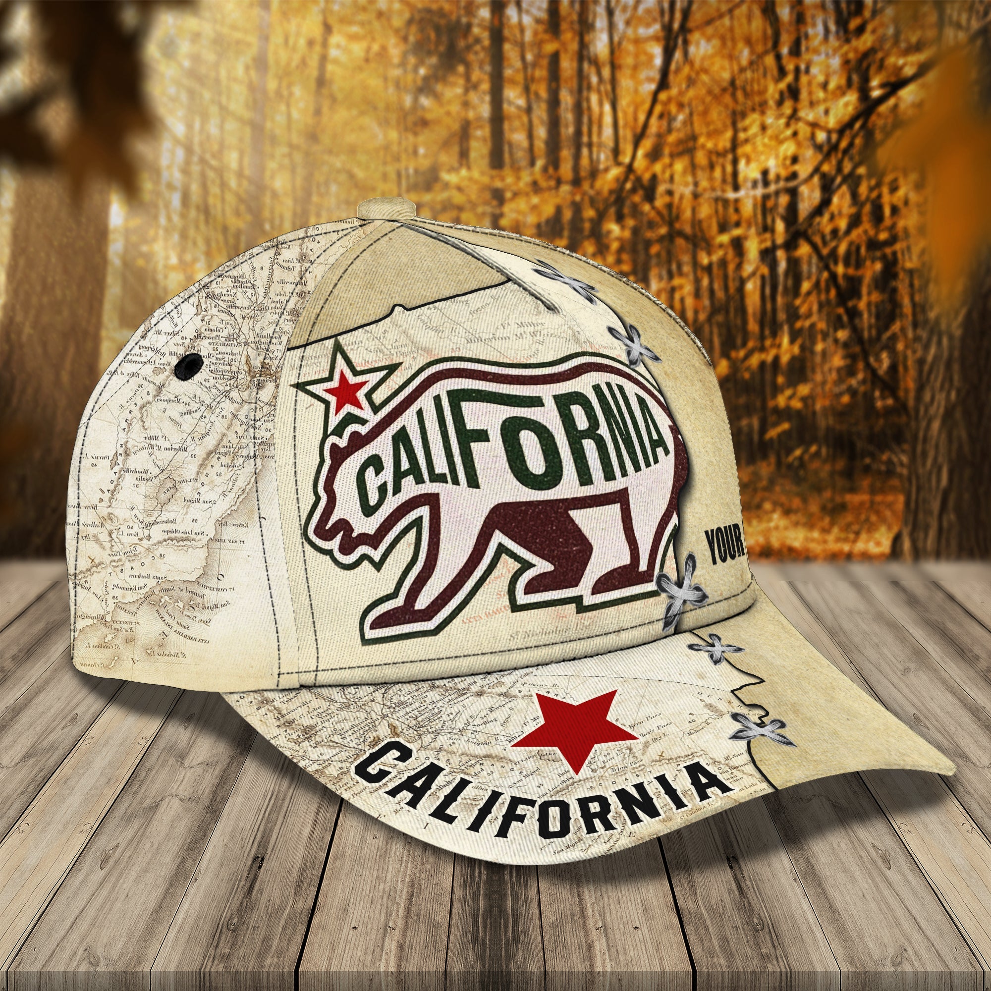 Custom Classic Cap - Personalized Name - California Theme Trucker Hats Custom Hats Gifts For Men & Women