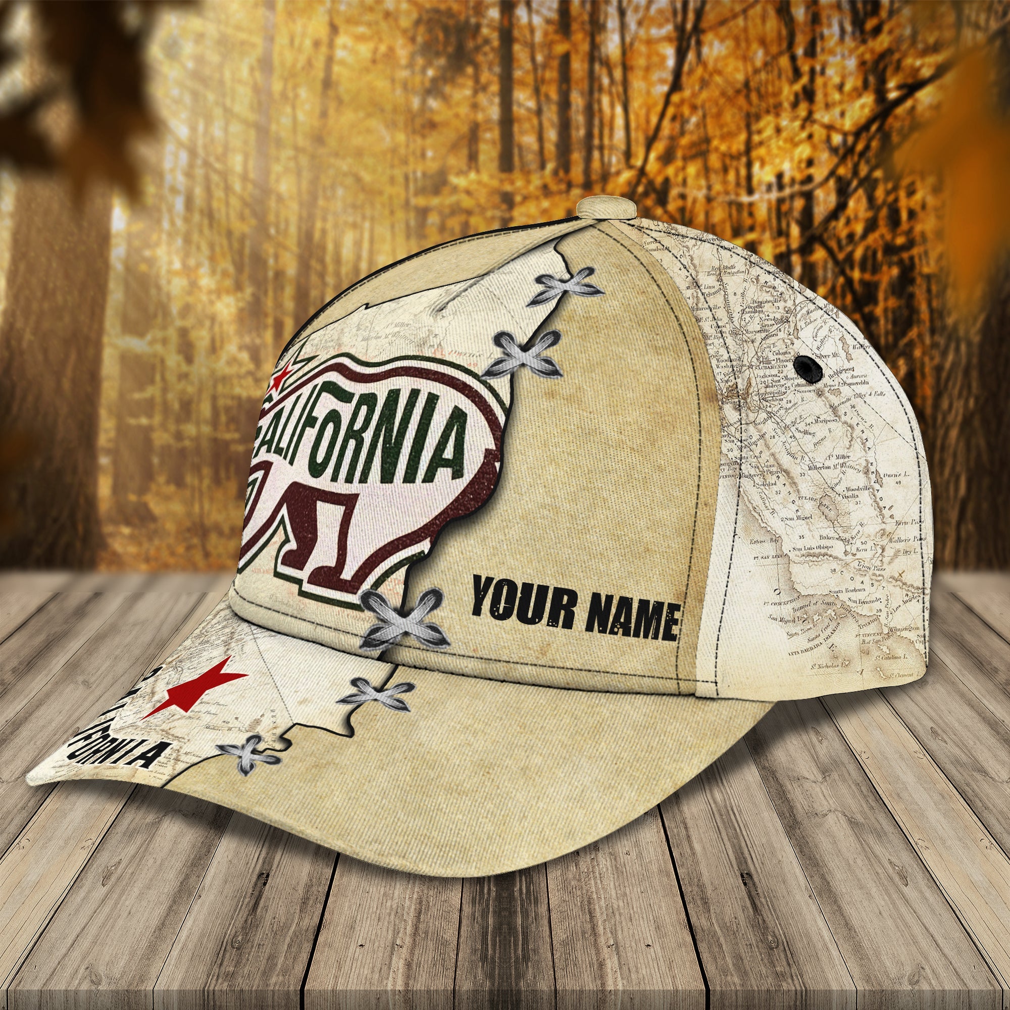 Custom Classic Cap - Personalized Name - California Theme Trucker Hats Custom Hats Gifts For Men & Women