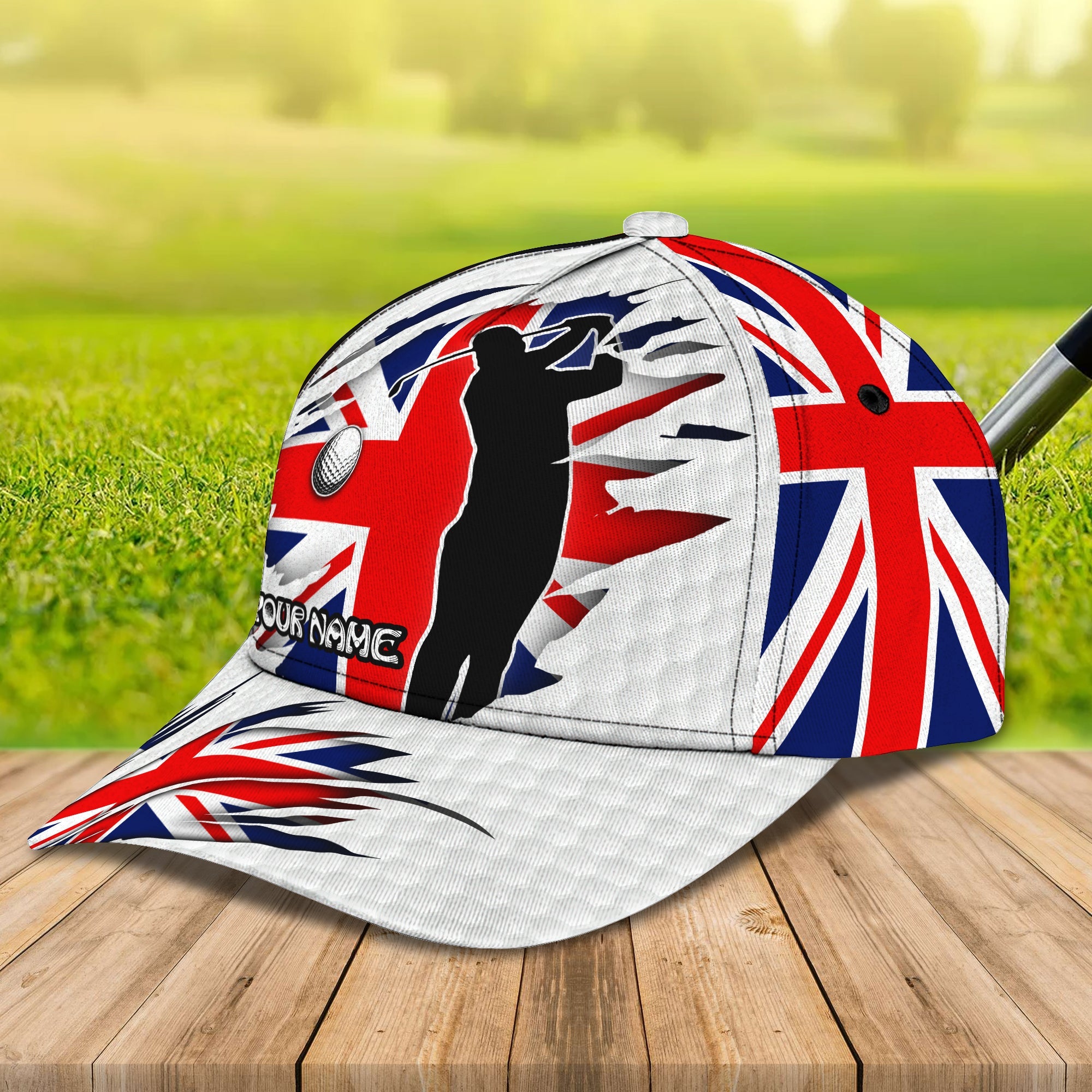 Custom Classic Cap - Personalized Name Cap For Golfers - United Kingdom Flag Design Trucker Hats Custom Hats Gifts For Men & Women