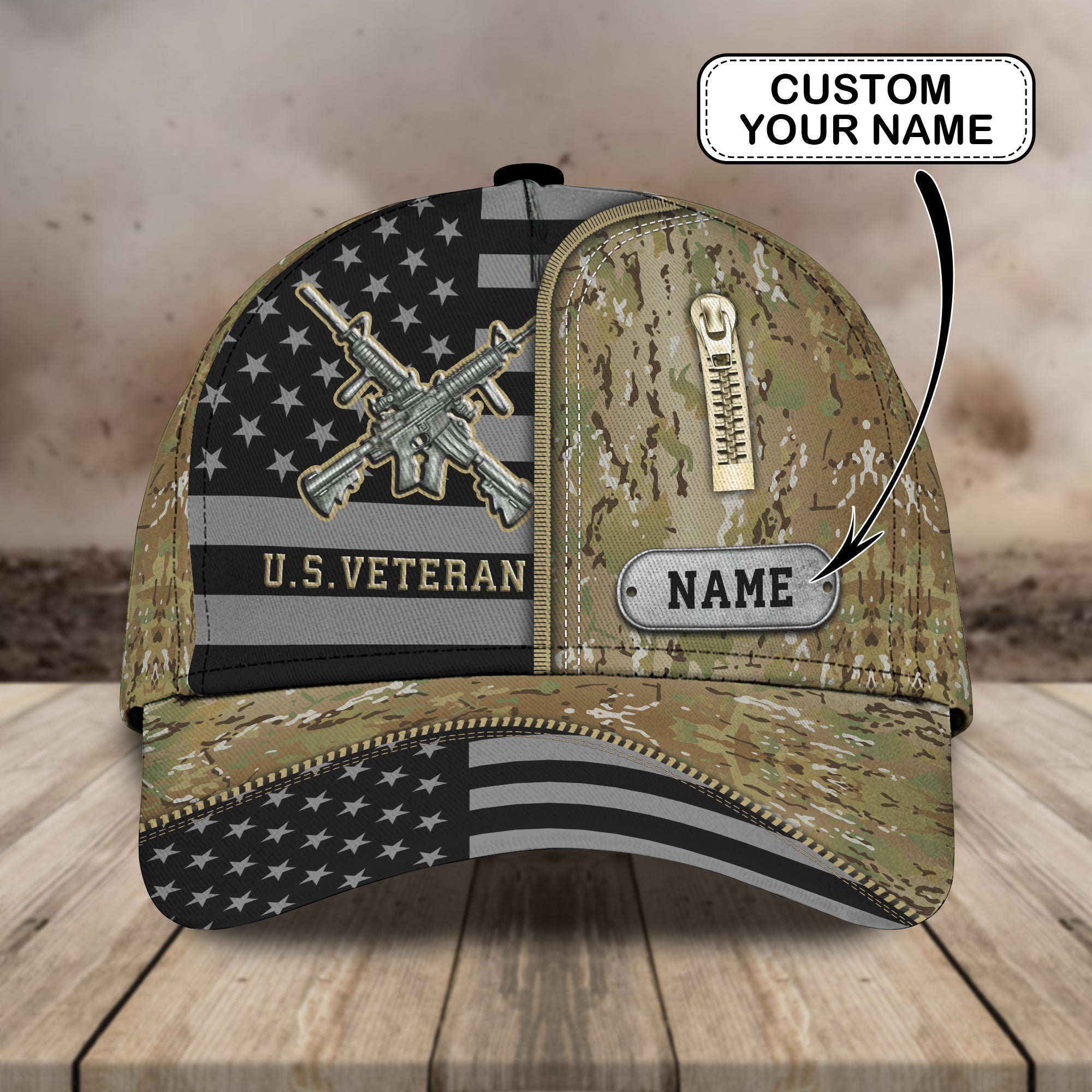 Custom Classic Cap - Personalized Name  Cap For Us Veterans Trucker Hats Custom Hats Gifts For Men & Women