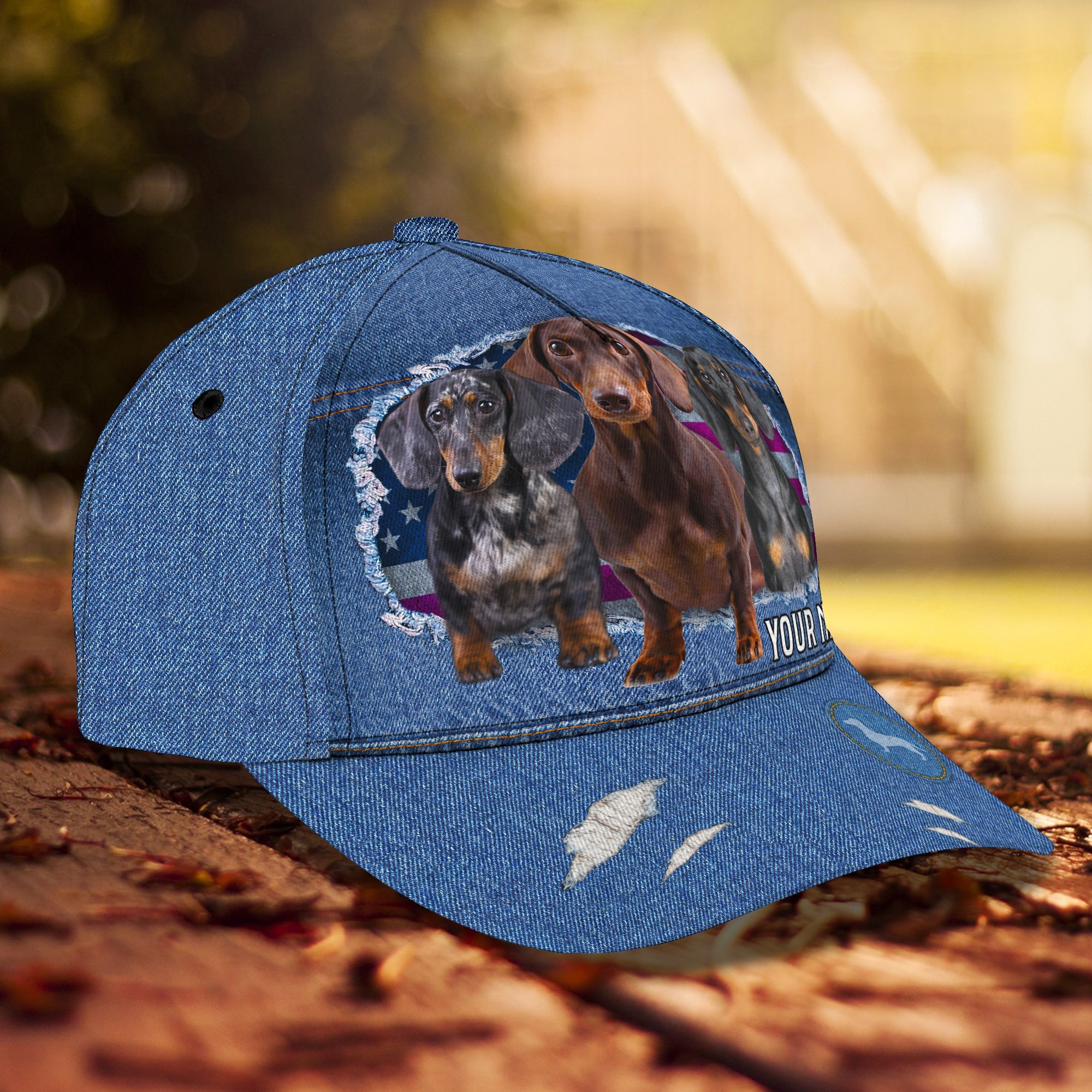 Custom Classic Cap - Personalized Name - Dachshund Design Trucker Hats Custom Hats Gifts For Men & Women