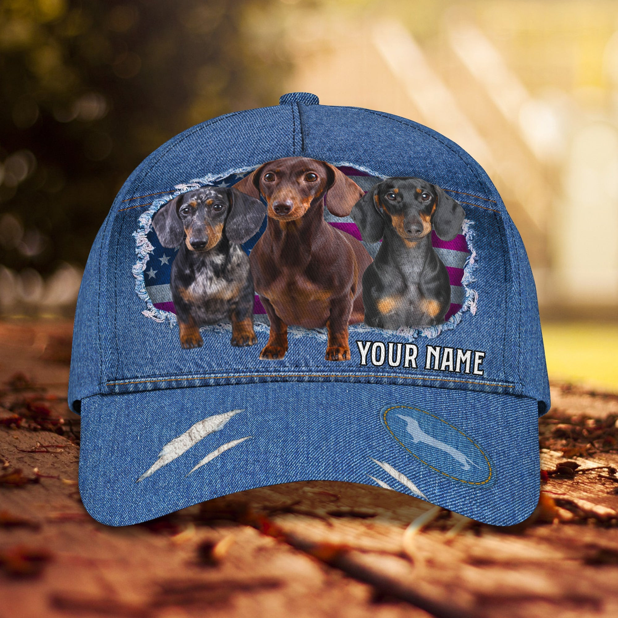 Custom Classic Cap - Personalized Name - Dachshund Design Trucker Hats Custom Hats Gifts For Men & Women