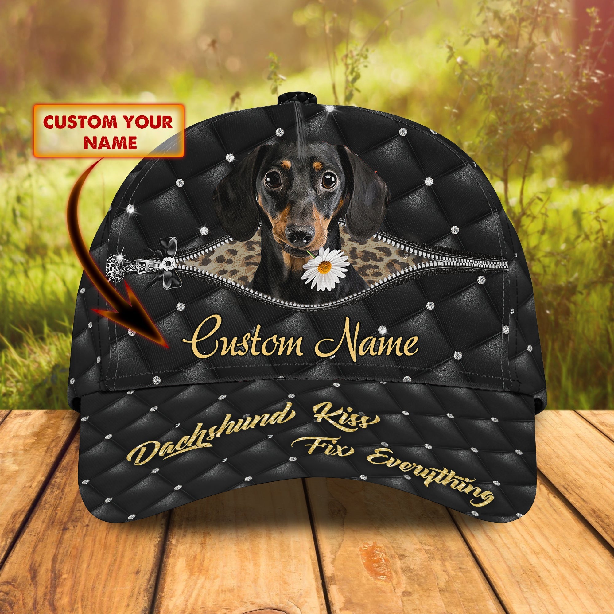 Custom Classic Cap - Personalized Name - Dachshund Design Trucker Hats Custom Hats Gifts For Men & Women