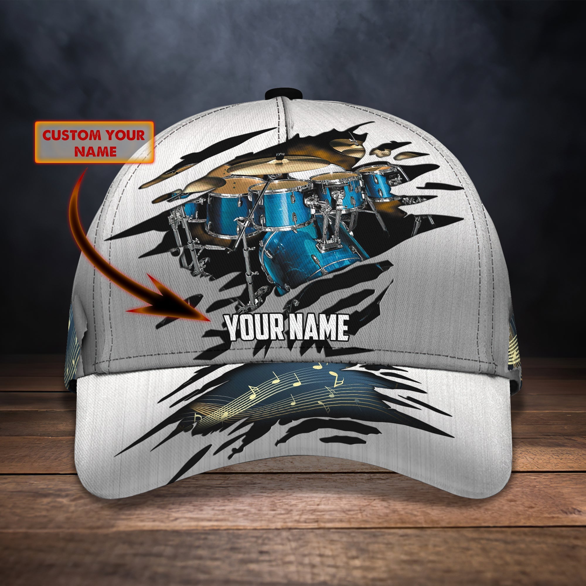 Custom Classic Cap - Personalized Name Drum Trucker Hats Custom Hats Gifts For Men & Women