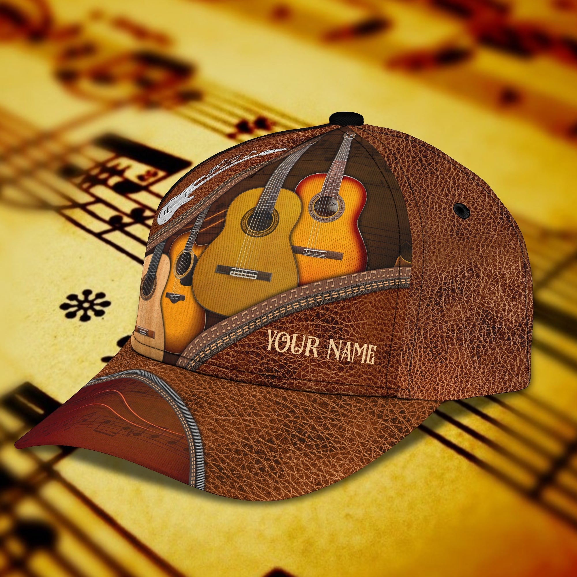Custom Classic Cap - Personalized Name Guitar Hat Trucker Hats Custom Hats Gifts For Men & Women