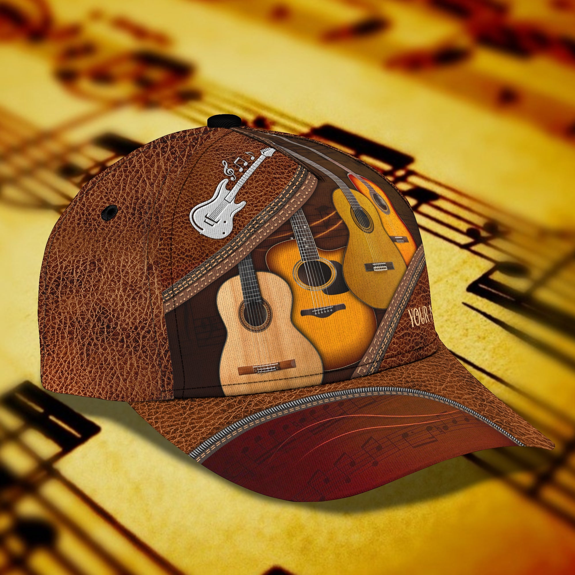 Custom Classic Cap - Personalized Name Guitar Hat Trucker Hats Custom Hats Gifts For Men & Women