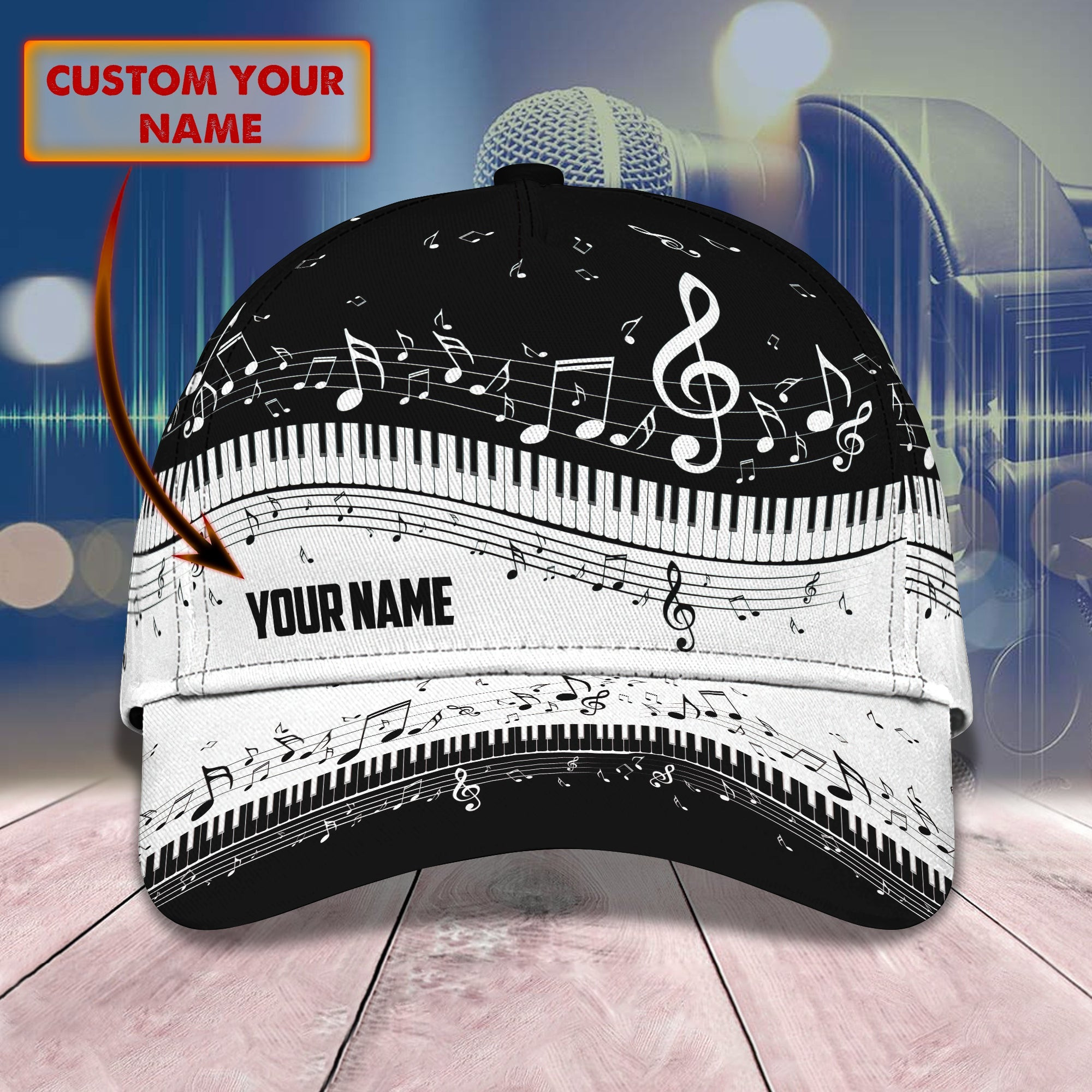 Custom Classic Cap - Personalized Piano Design Trucker Hats Custom Hats Gifts For Men & Women