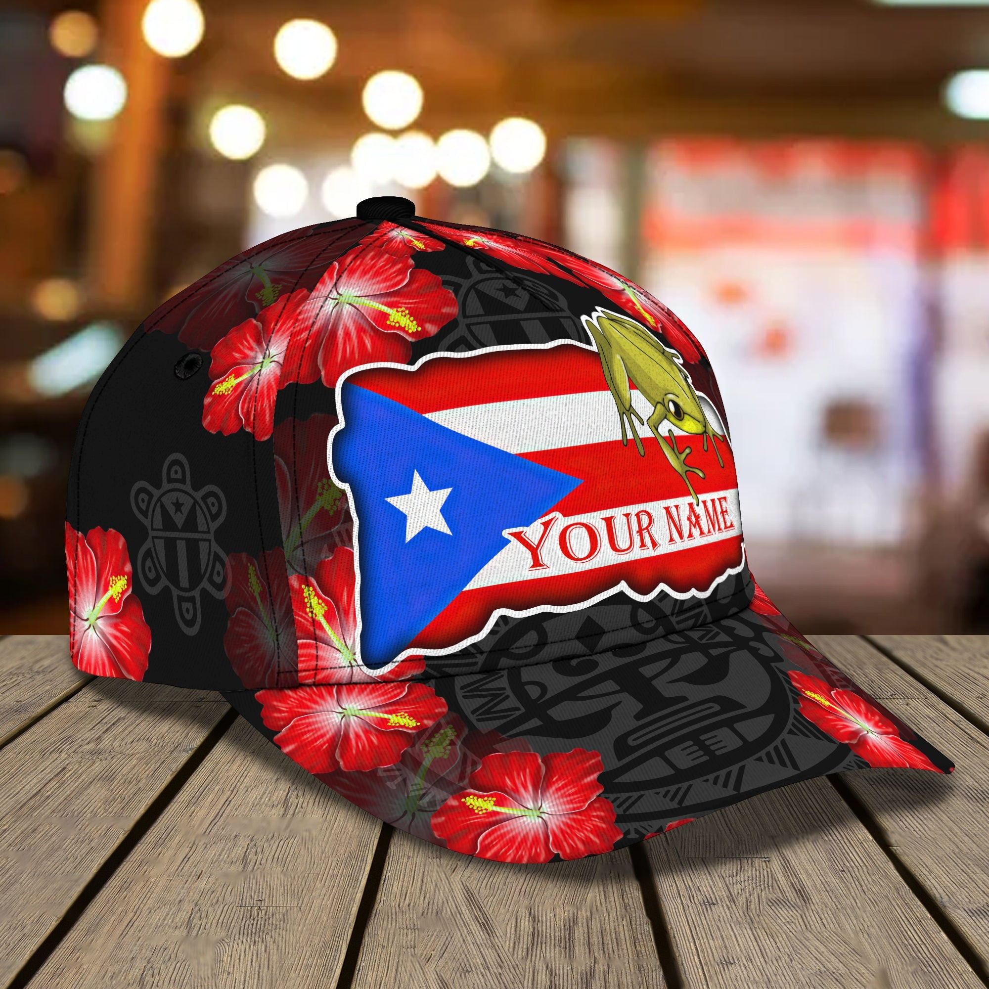 Custom Classic Cap - Personalized Puerto Rico Frog Name Cap Trucker Hats Custom Hats Gifts For Men & Women