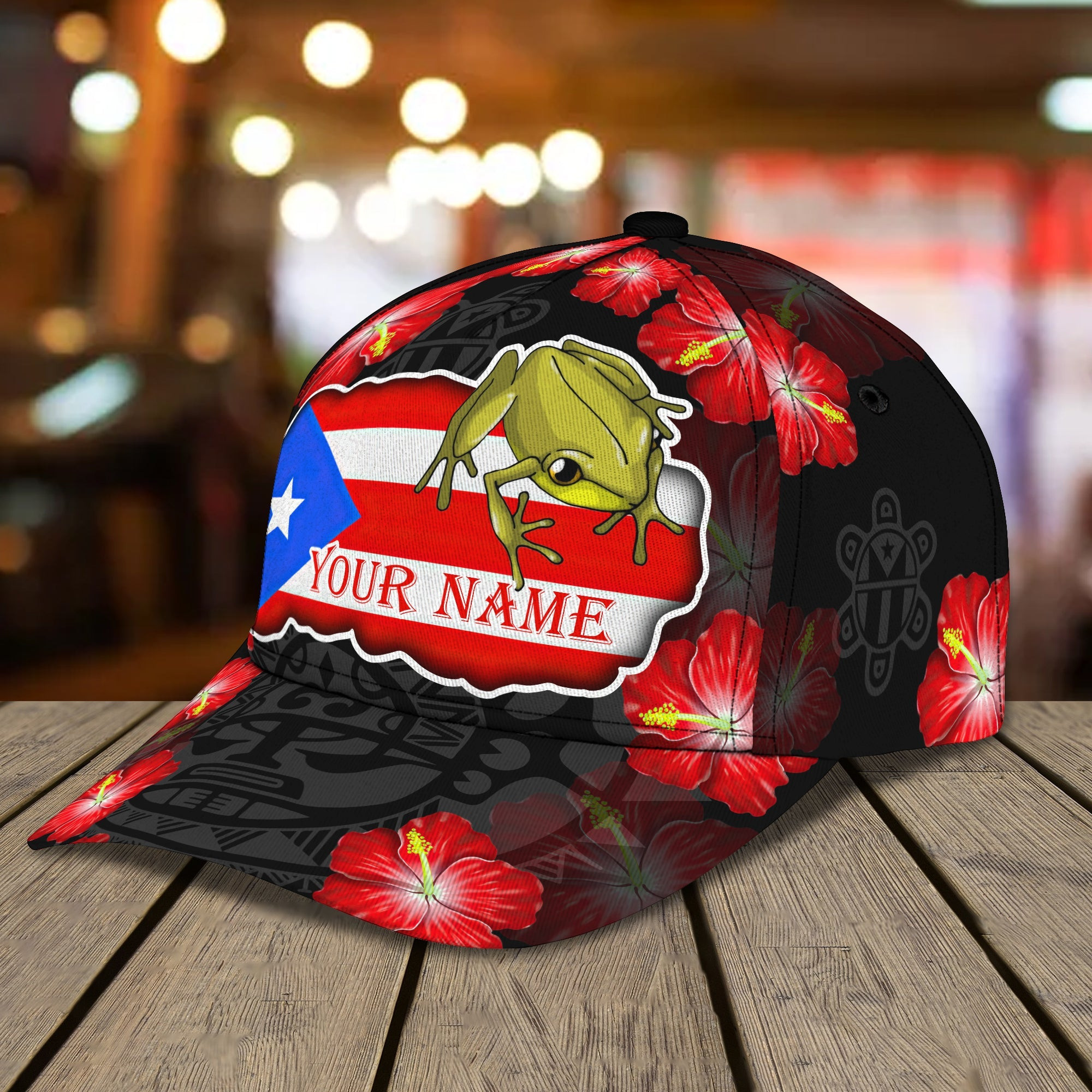 Custom Classic Cap - Personalized Puerto Rico Frog Name Cap Trucker Hats Custom Hats Gifts For Men & Women