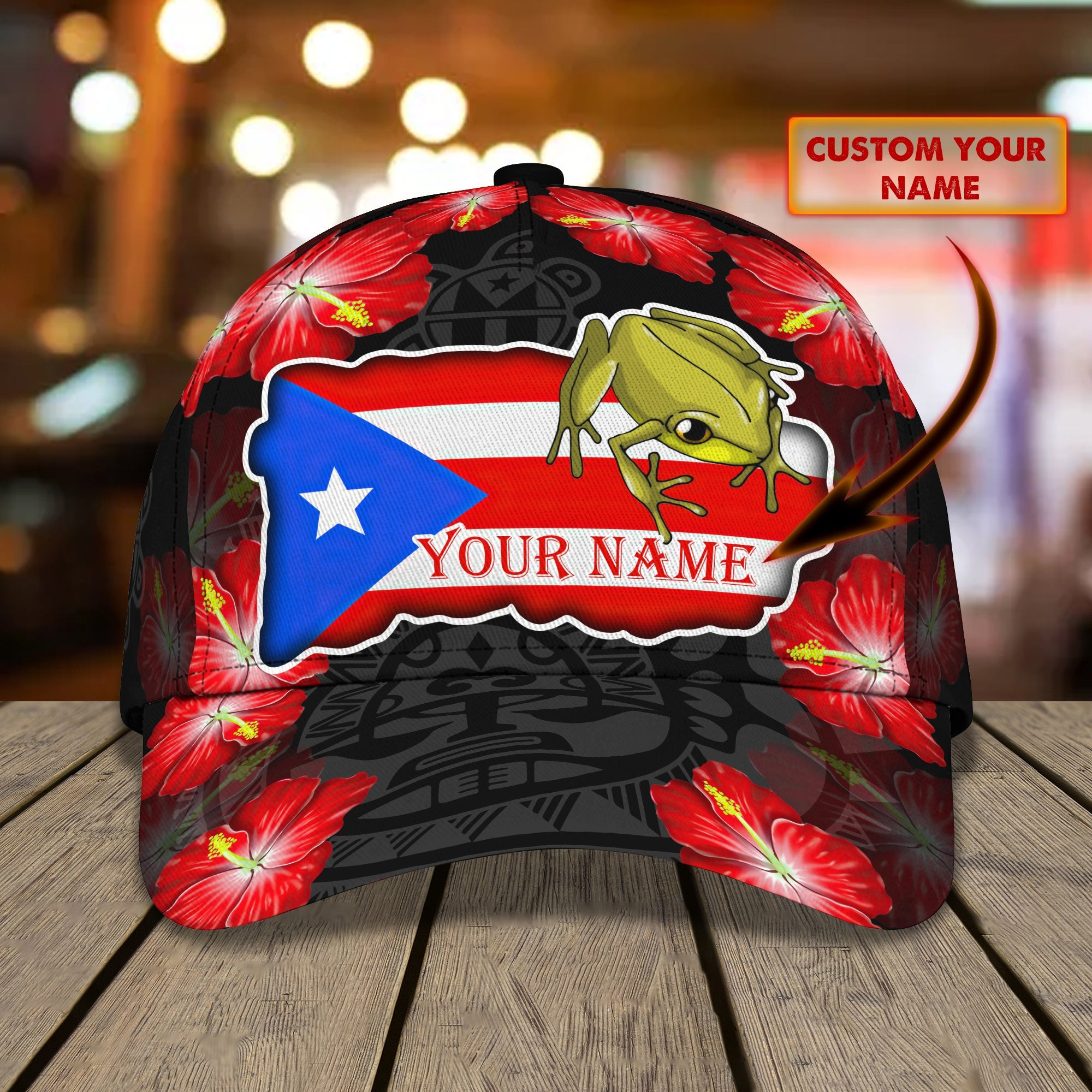 Custom Classic Cap - Personalized Puerto Rico Frog Name Cap Trucker Hats Custom Hats Gifts For Men & Women