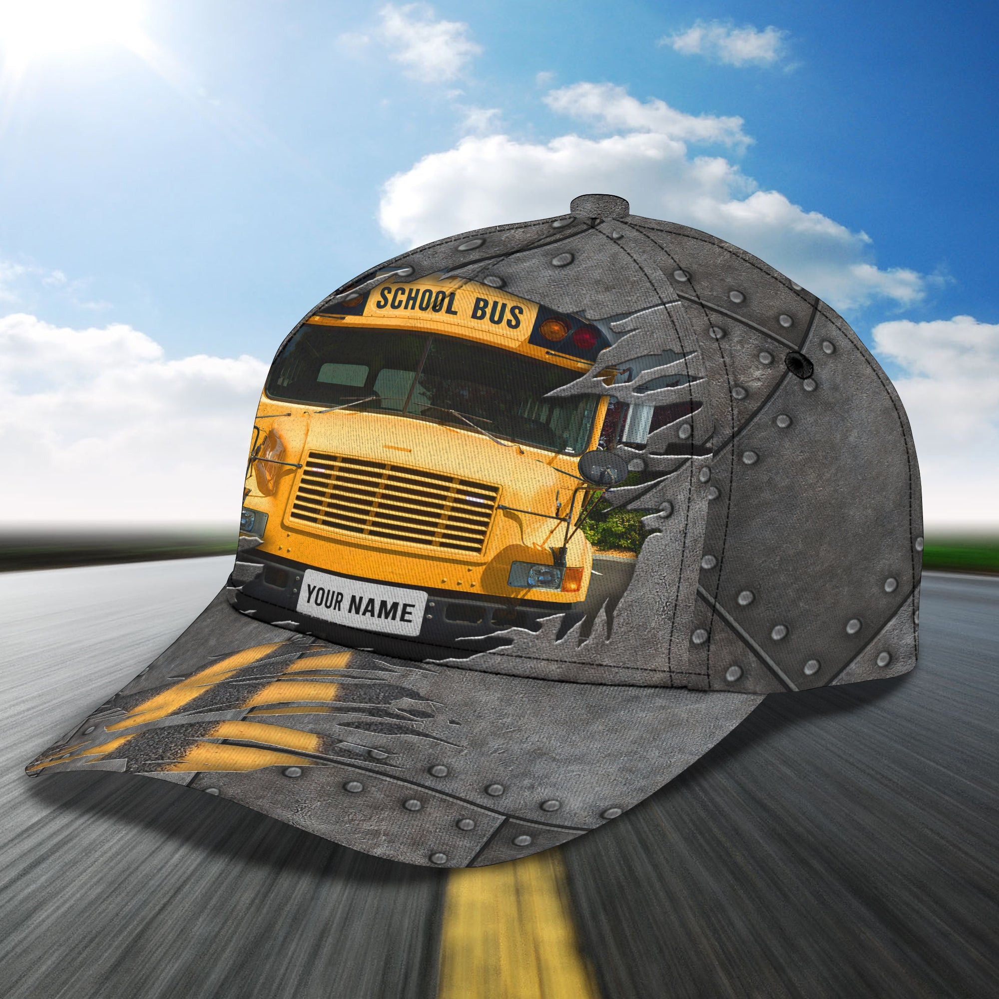 Custom Classic Cap - Personalized School Bus Driver Cap Trucker Hats Custom Hats Gifts For Men & Women