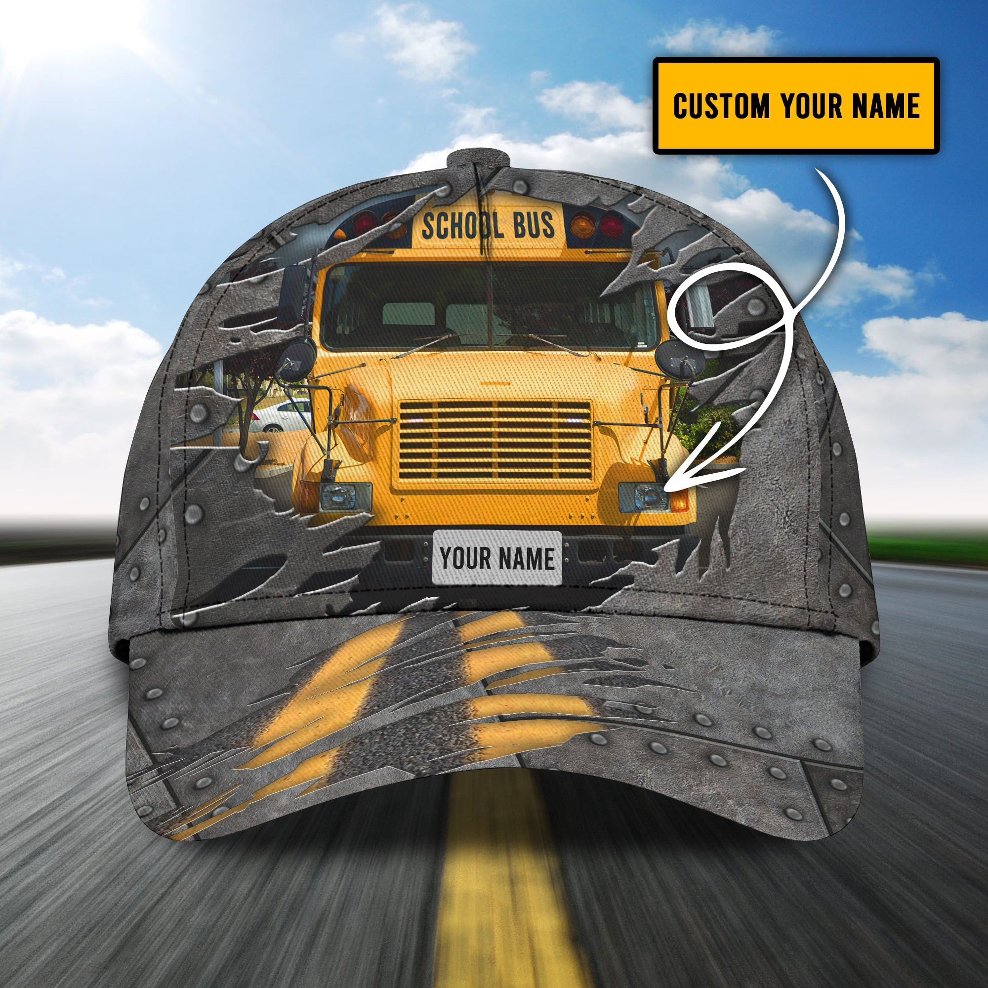 Custom Classic Cap - Personalized School Bus Driver Cap Trucker Hats Custom Hats Gifts For Men & Women