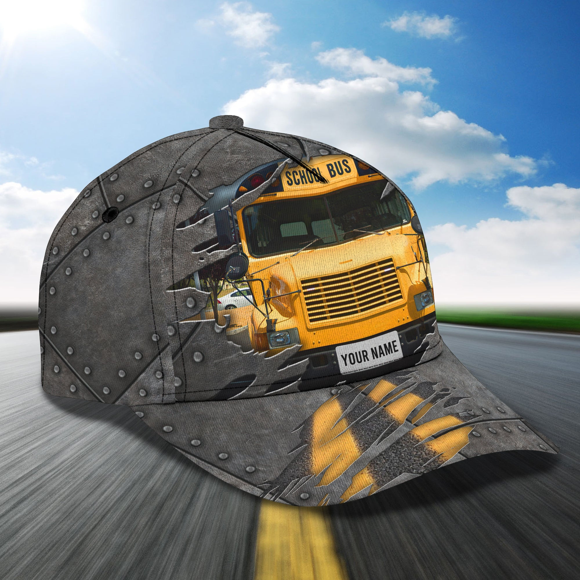 Custom Classic Cap – Personalized School Bus Driver Cap Trucker Hats Custom Hats Gifts For Men & Women
