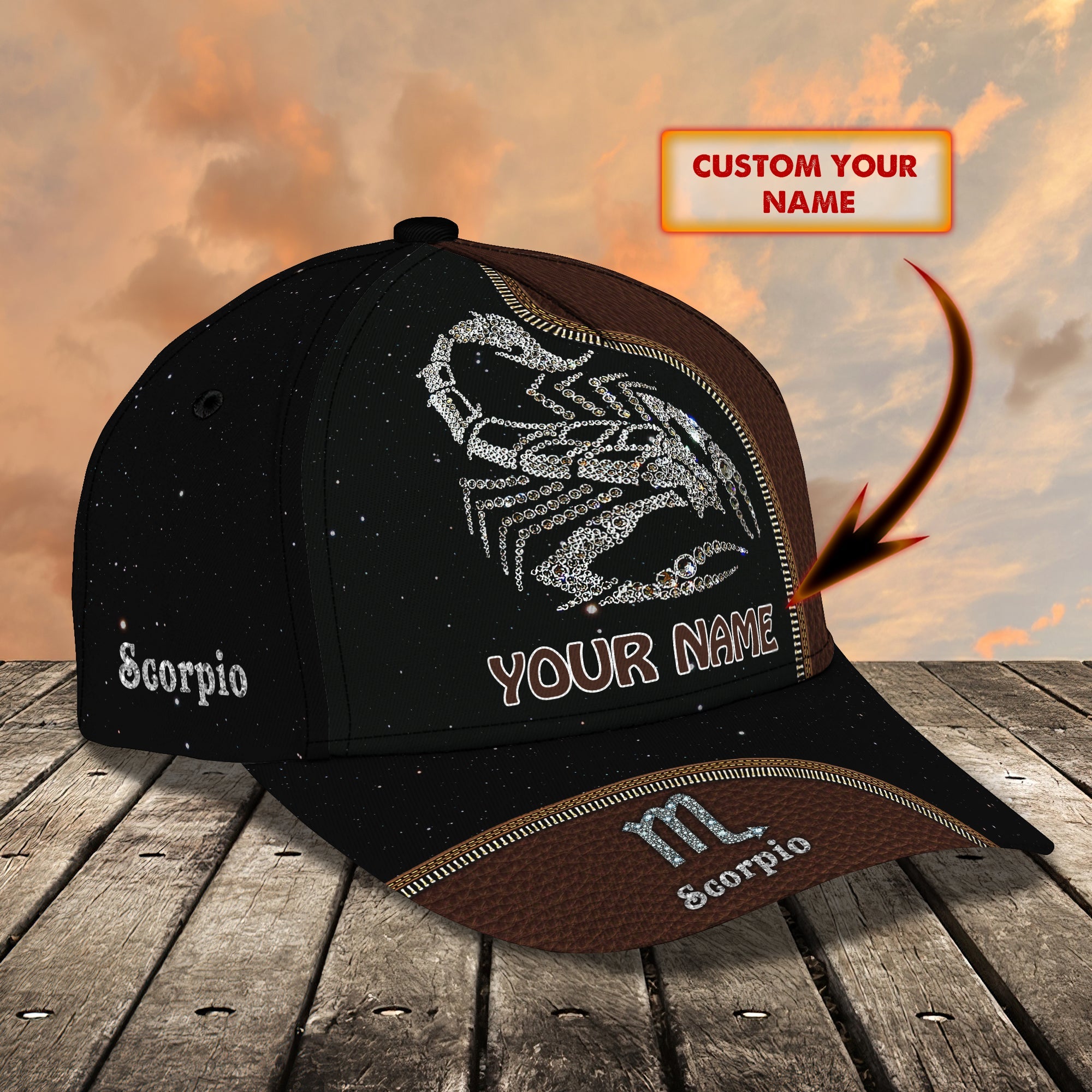Custom Classic Cap Scorpio Zodiac Hat - Personalized Name Trucker Hats Custom Hats Gifts For Men & Women