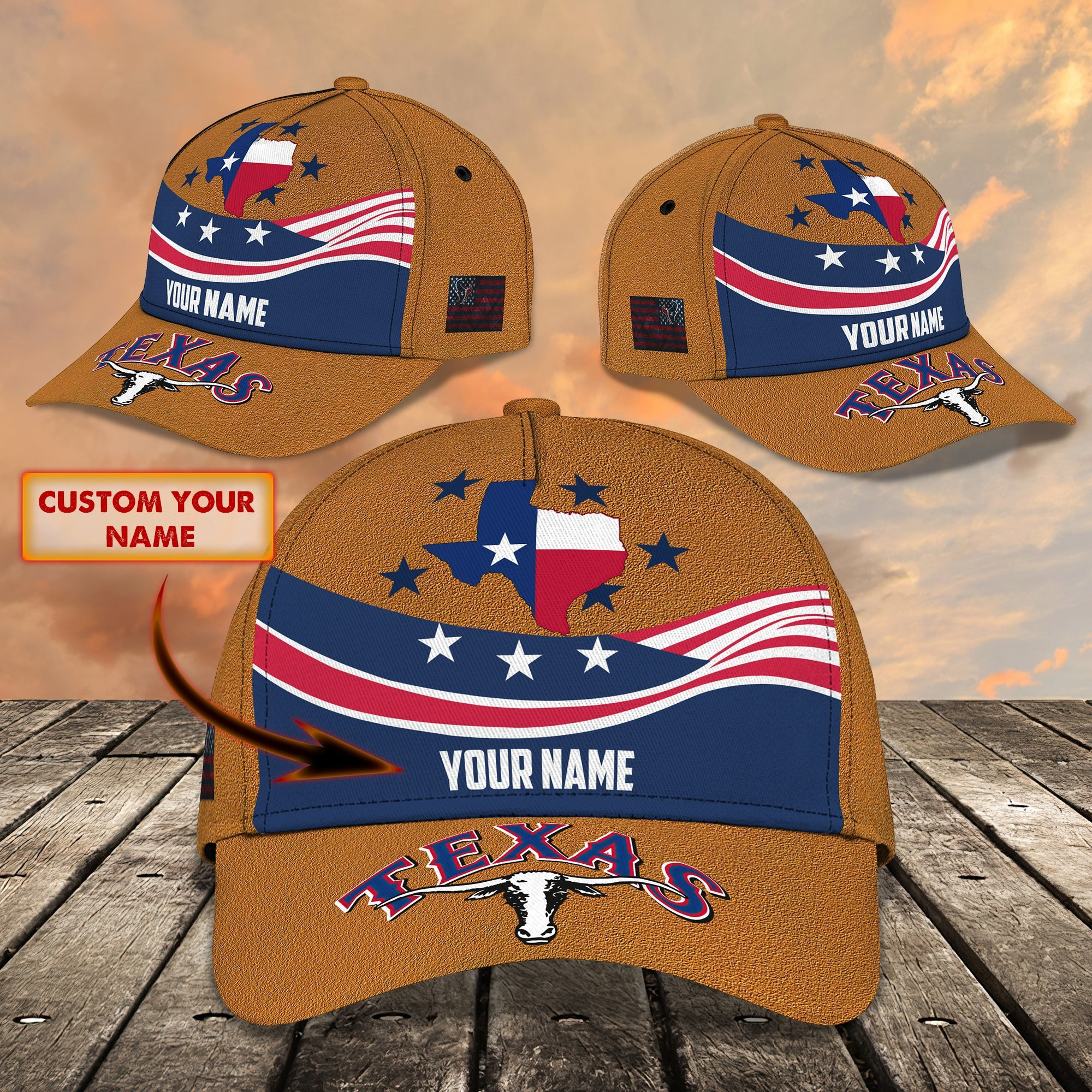 Custom Classic Cap Texas Alone Star Cap - Personalized Name Hat Trucker Hats Custom Hats Gifts For Men & Women