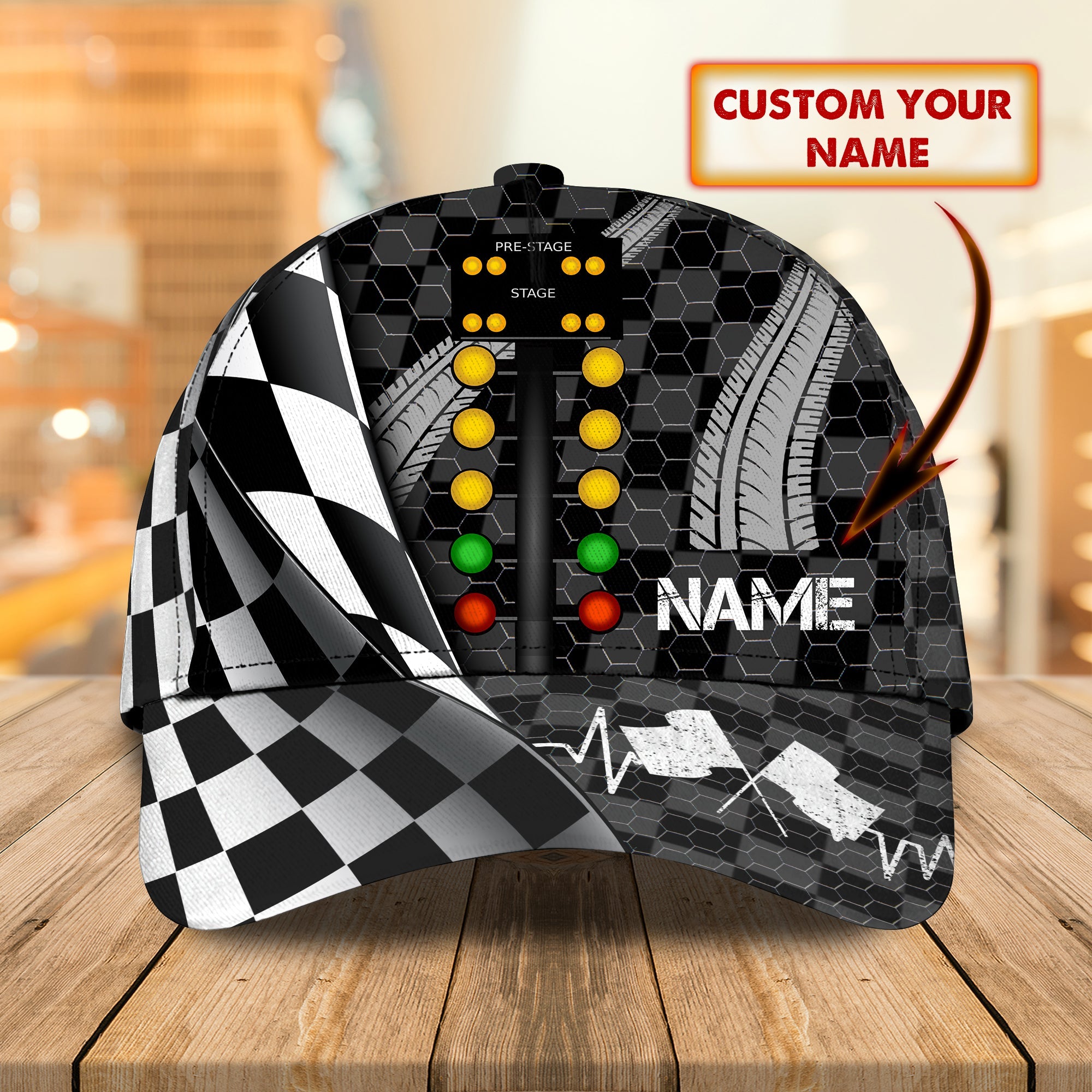 Custom Classic Drag Racing Cap - Personalized Name Option Trucker Hats Custom Hats Gifts For Men & Women