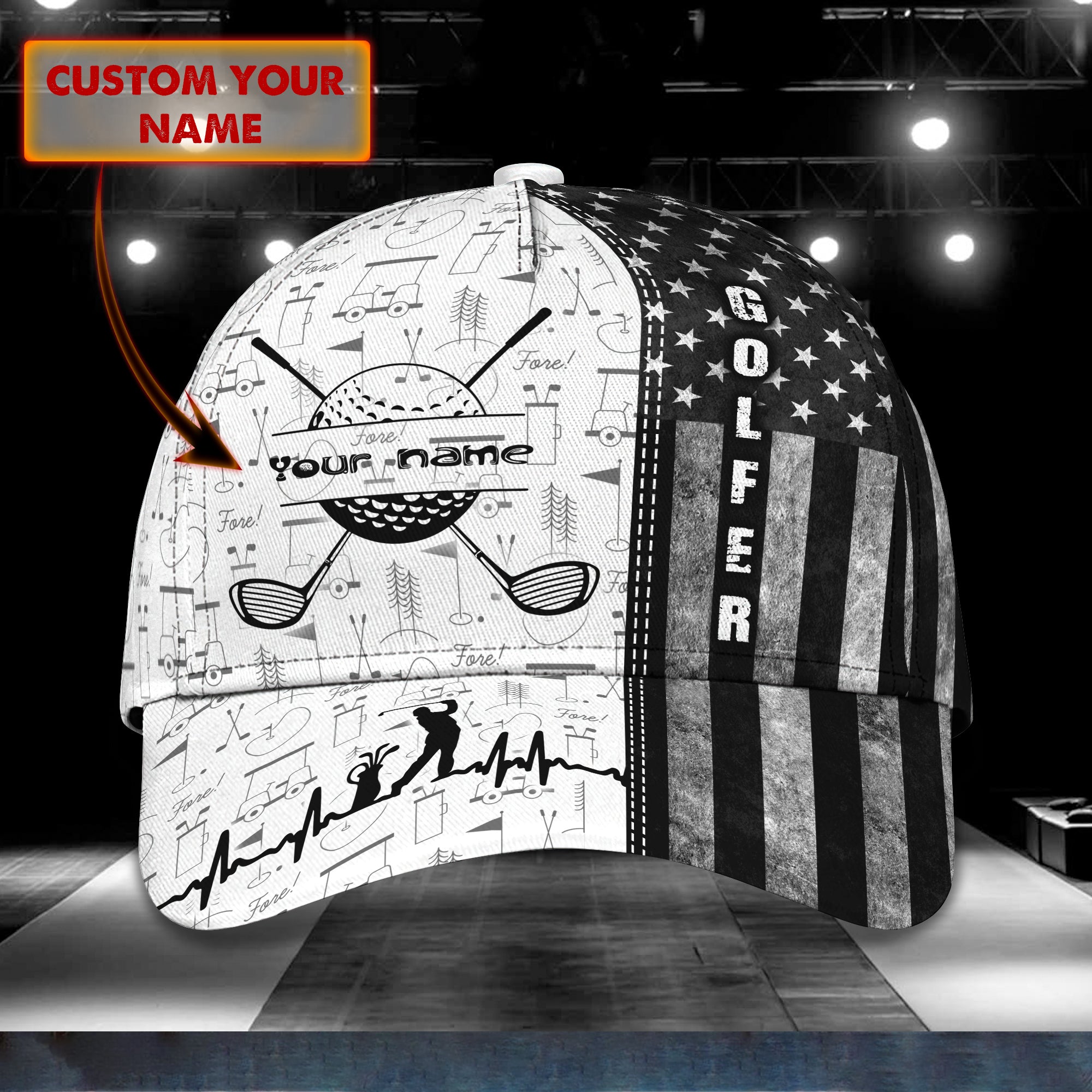 Custom Classic Golf Cap - Personalized Name Trucker Hats Custom Hats Gifts For Men & Women