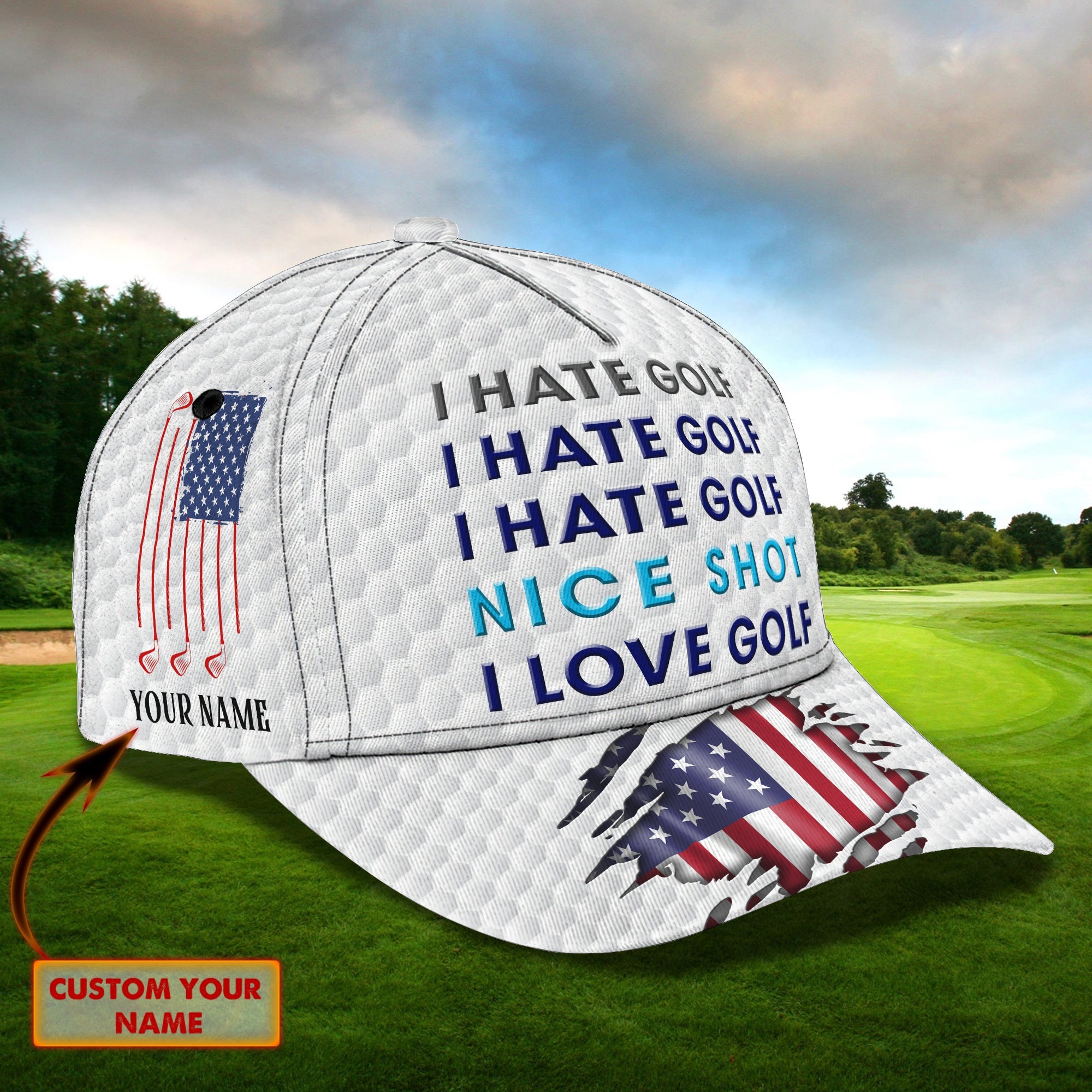 Custom Classic Golf Cap - Personalized Name Trucker Hats Custom Hats Gifts For Men & Women