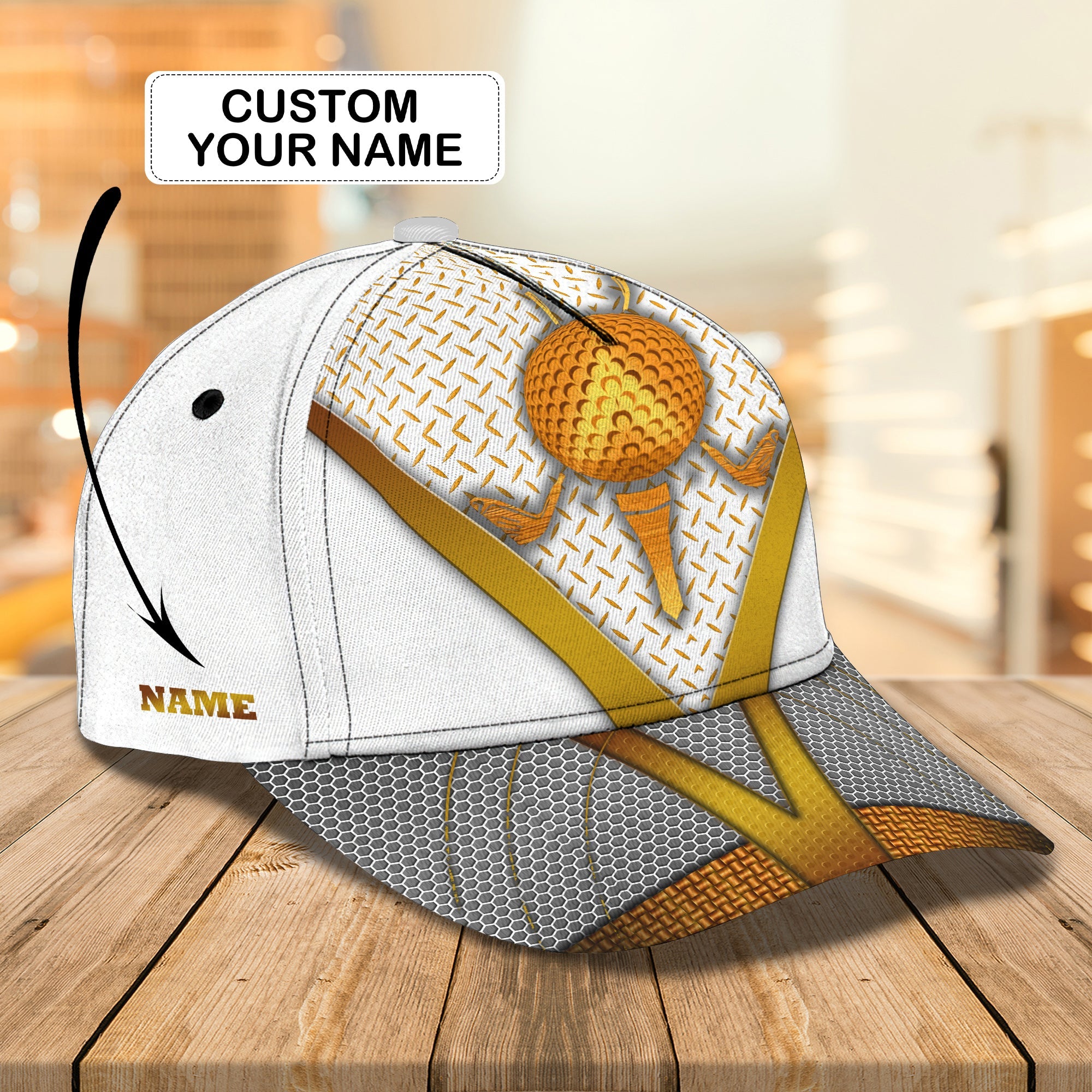 Custom Classic Golf Cap - Personalized Name  - Black Trucker Hats Custom Hats Gifts For Men & Women