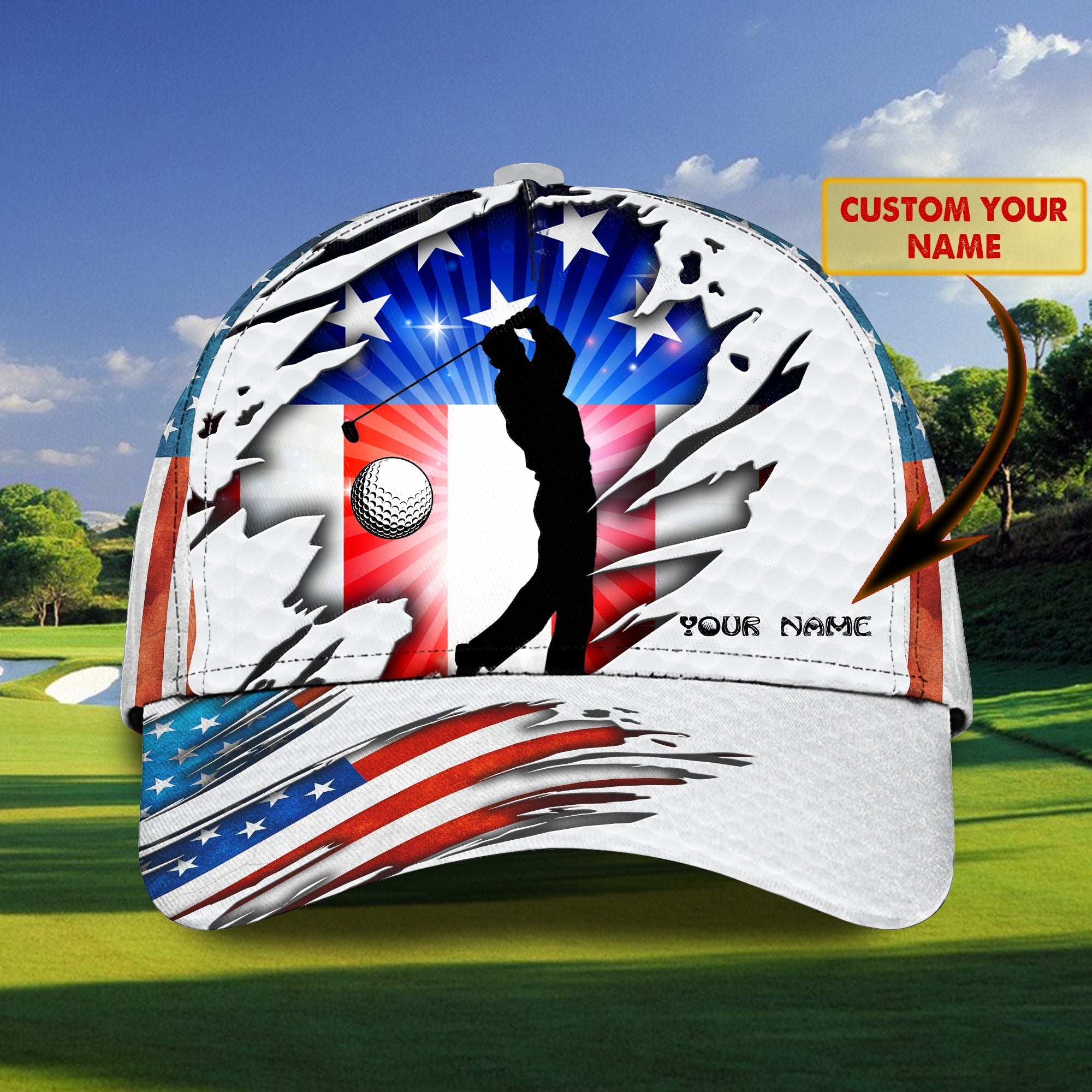 Custom Classic Golf Cap - Personalized Name  - Free Shipping Trucker Hats Custom Hats Gifts For Men & Women