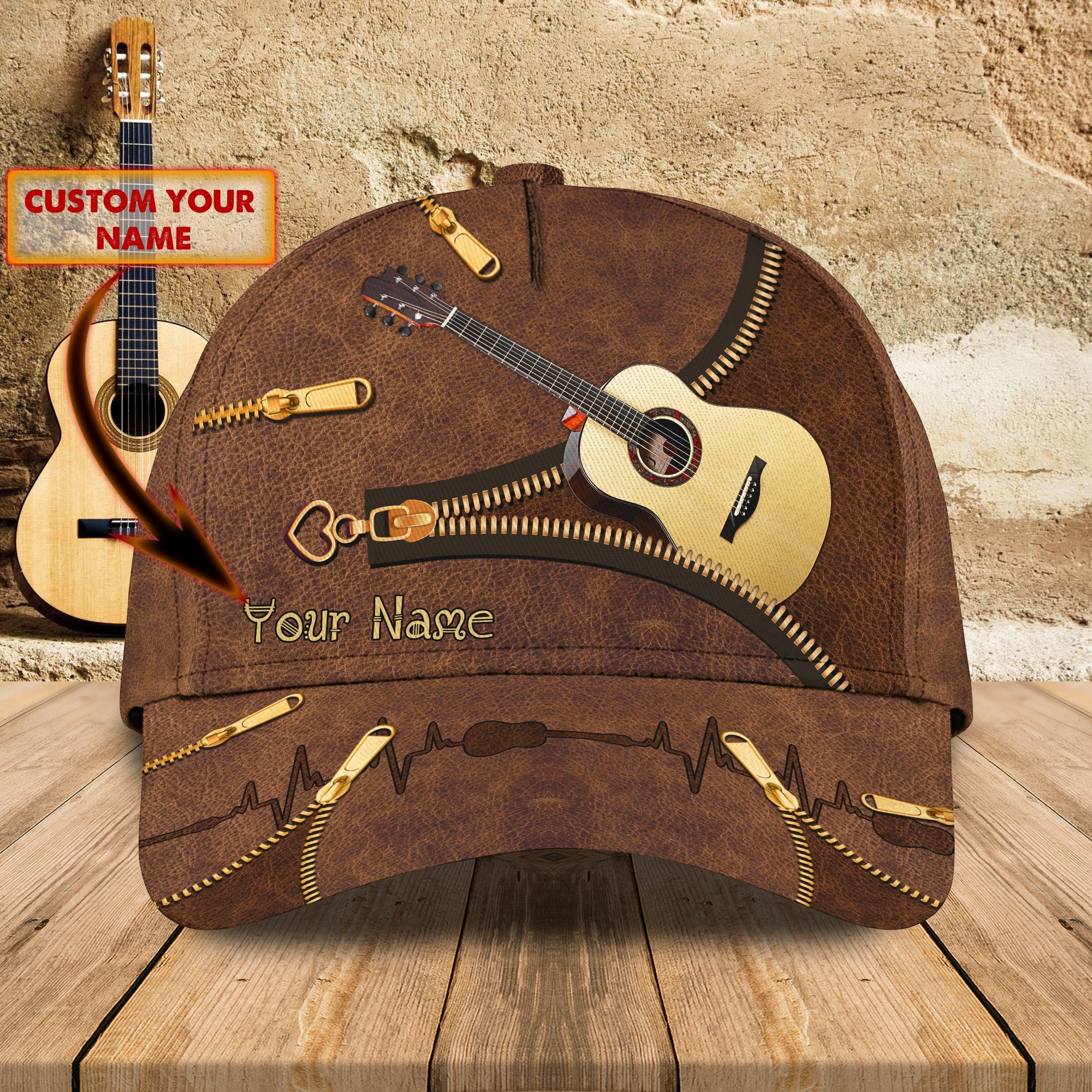 Custom Classic Guitar Cap - Personalized Name  Cap Trucker Hats Custom Hats Gifts For Men & Women