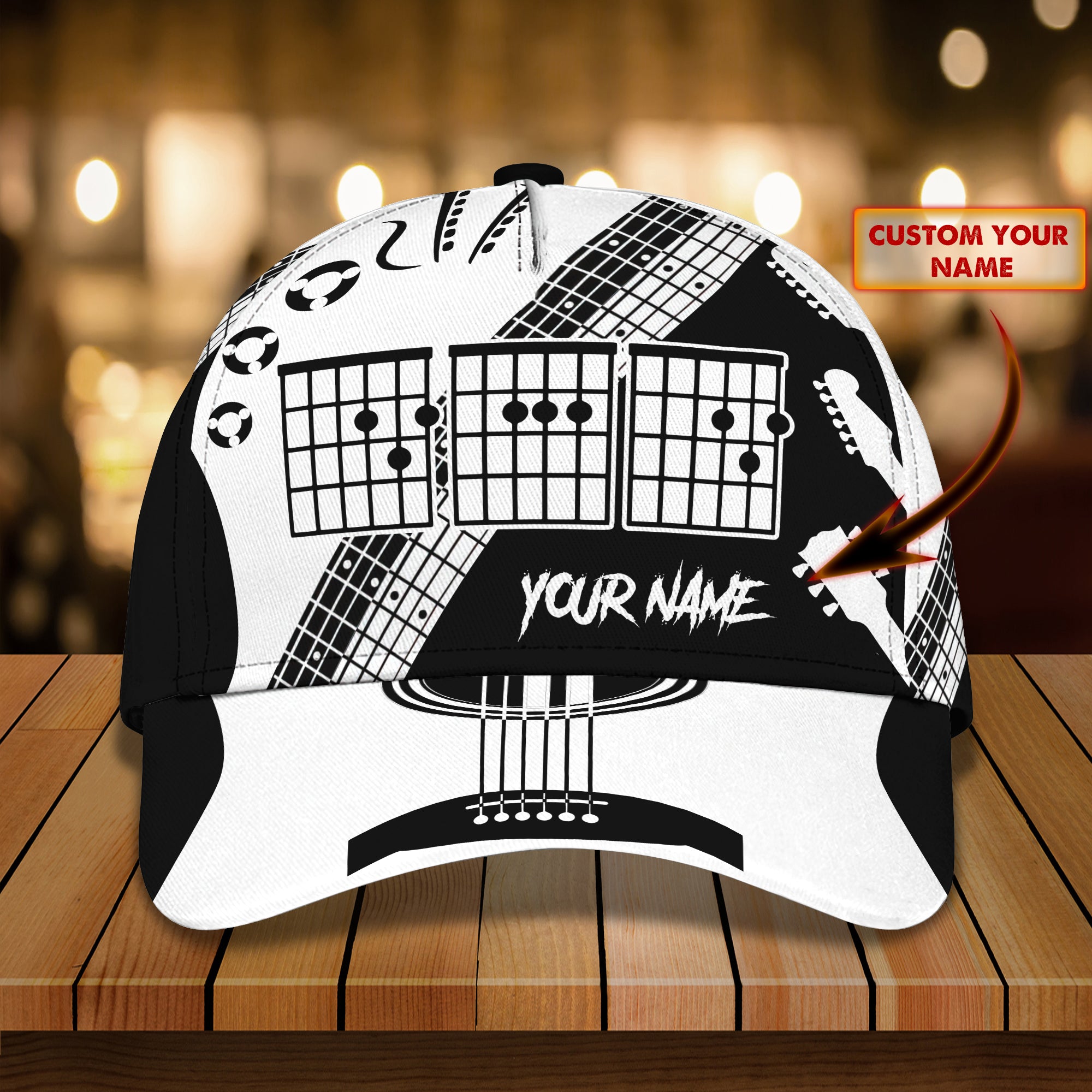 Custom Classic Guitar Chord Cap - Personalized Name Option Trucker Hats Custom Hats Gifts For Men & Women