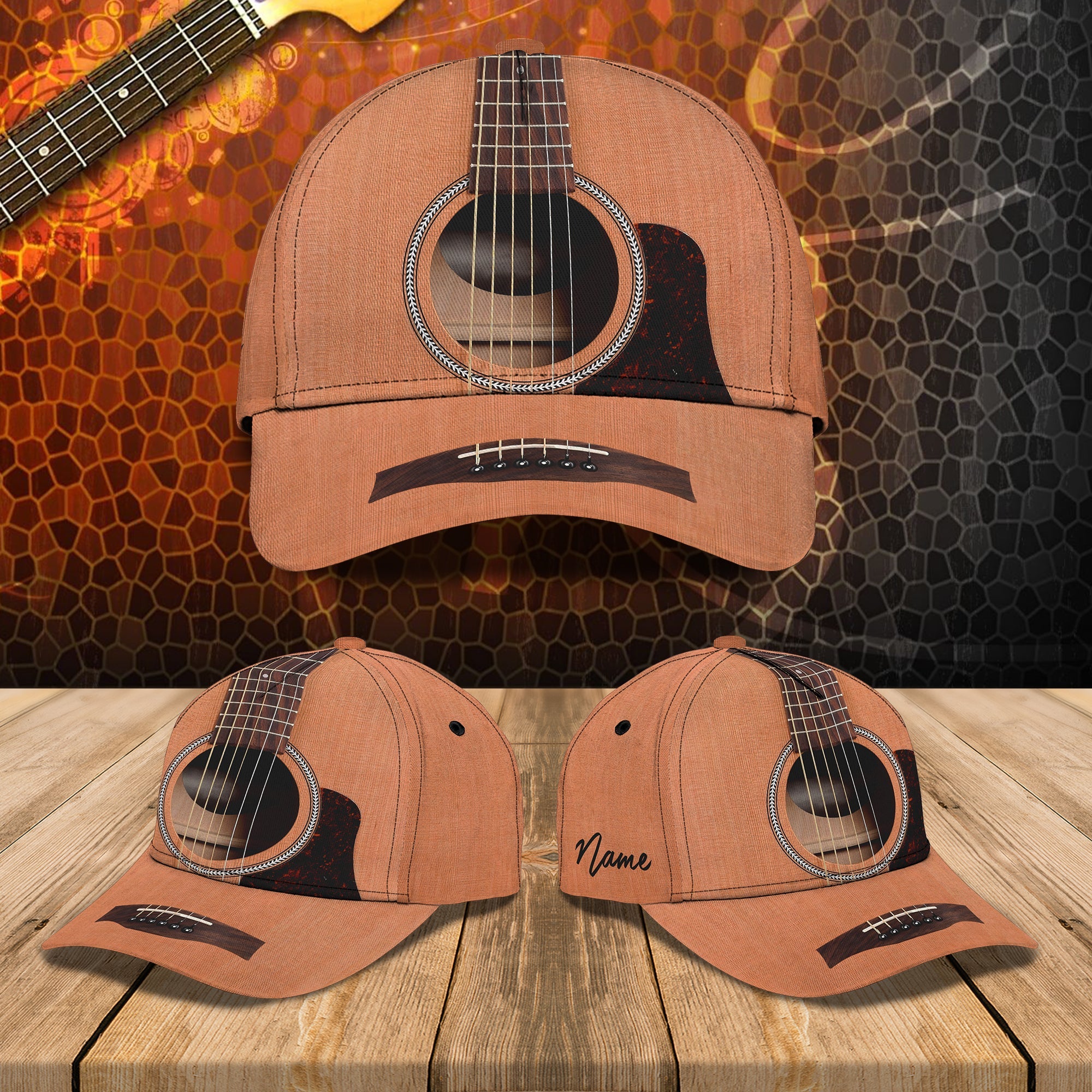 Custom Classic Guitar Name Cap - Personalized Gift Trucker Hats Custom Hats Gifts For Men & Women