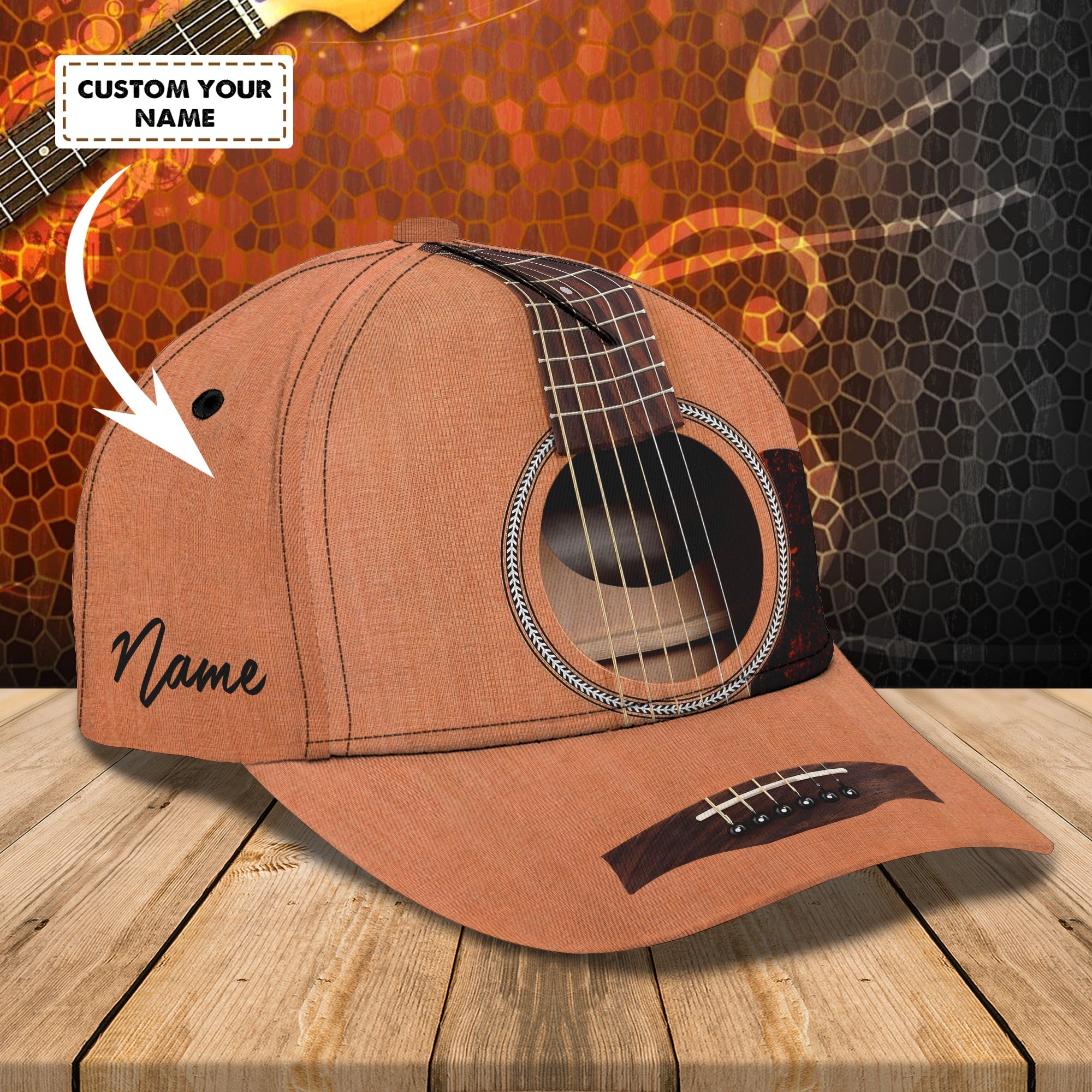 Custom Classic Guitar Name Cap - Personalized Gift Trucker Hats Custom Hats Gifts For Men & Women