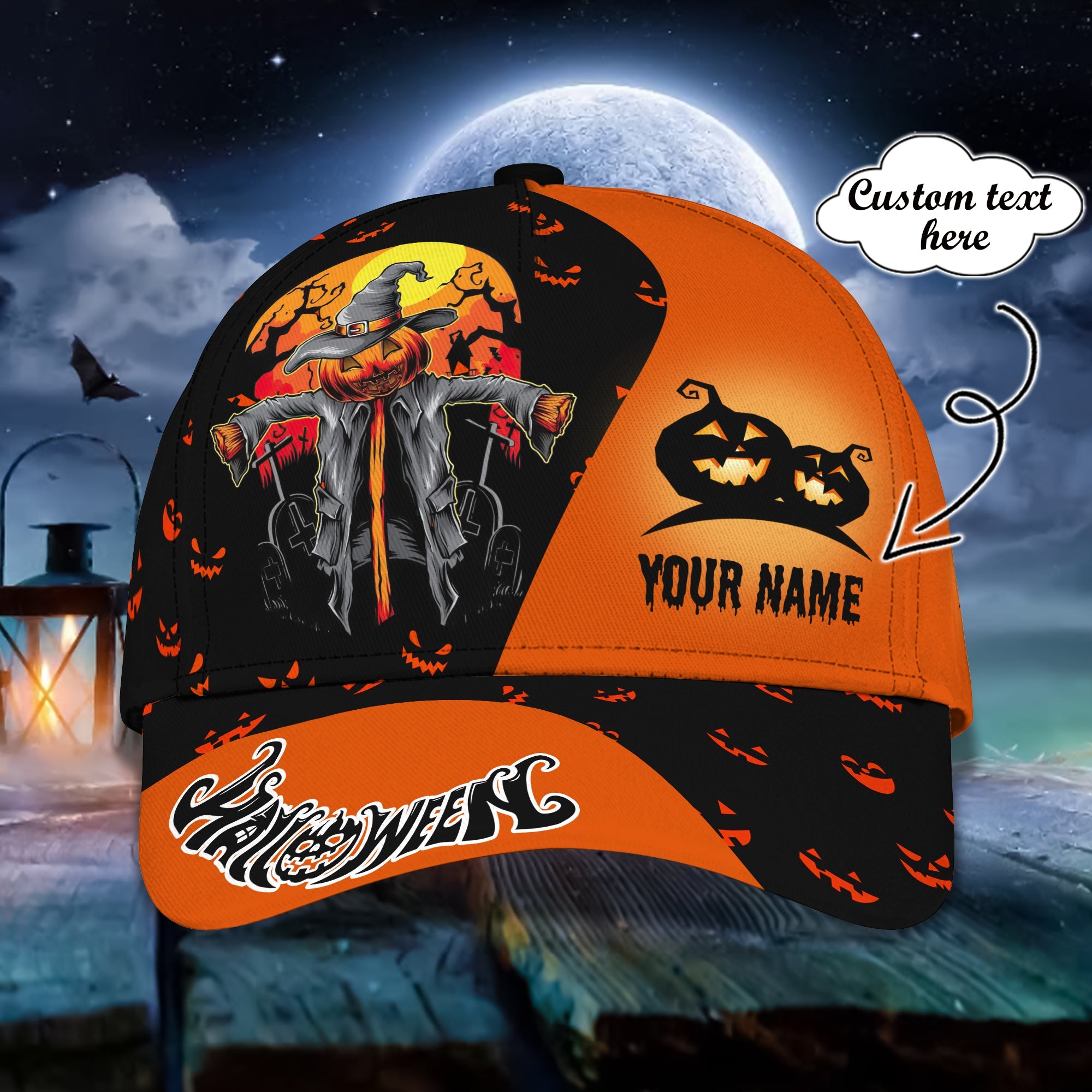 Custom Classic Halloween Name Cap - Personalized Gift Trucker Hats Custom Hats Gifts For Men & Women