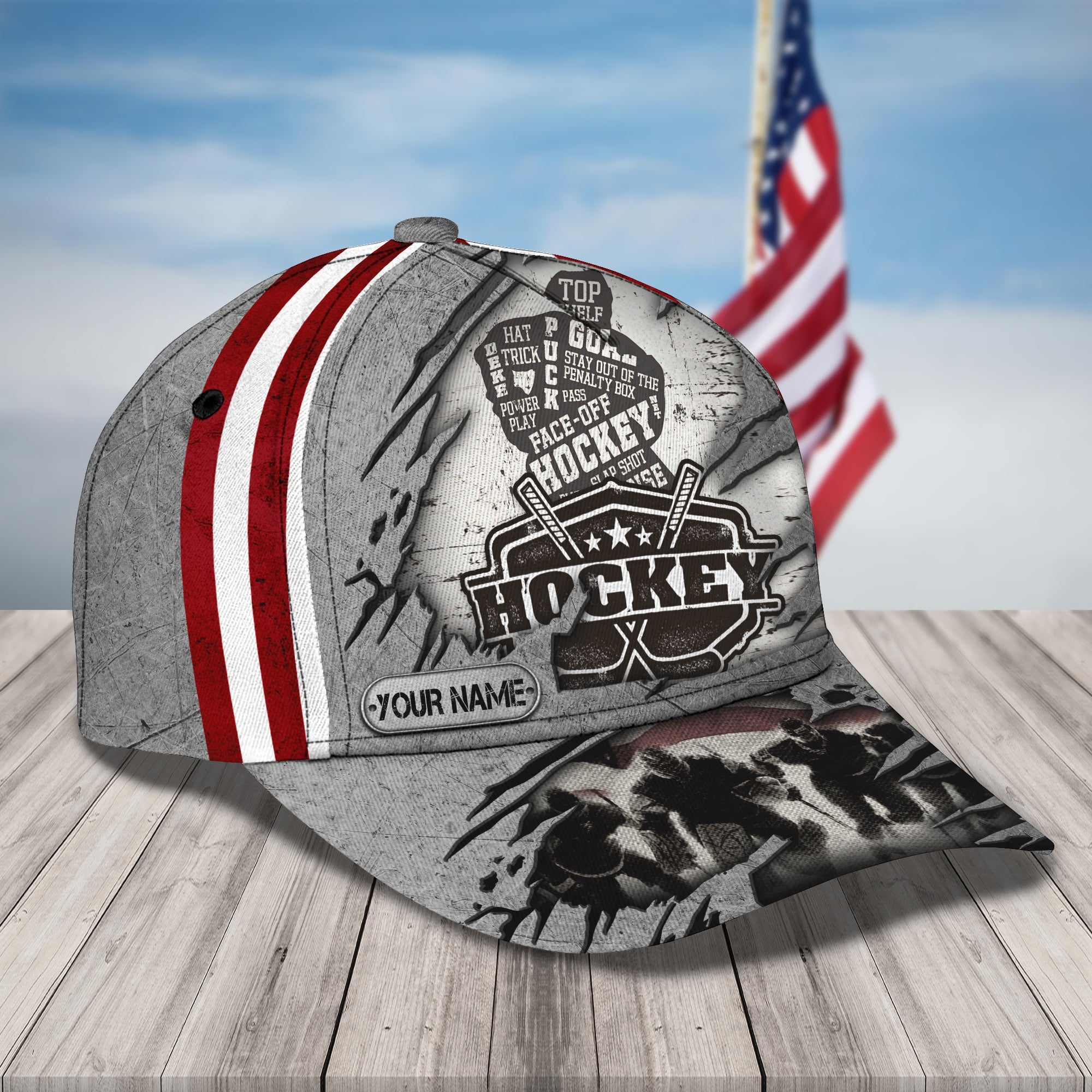 Custom Classic Hockey Cap - Personalized Name Trucker Hats Custom Hats Gifts For Men & Women