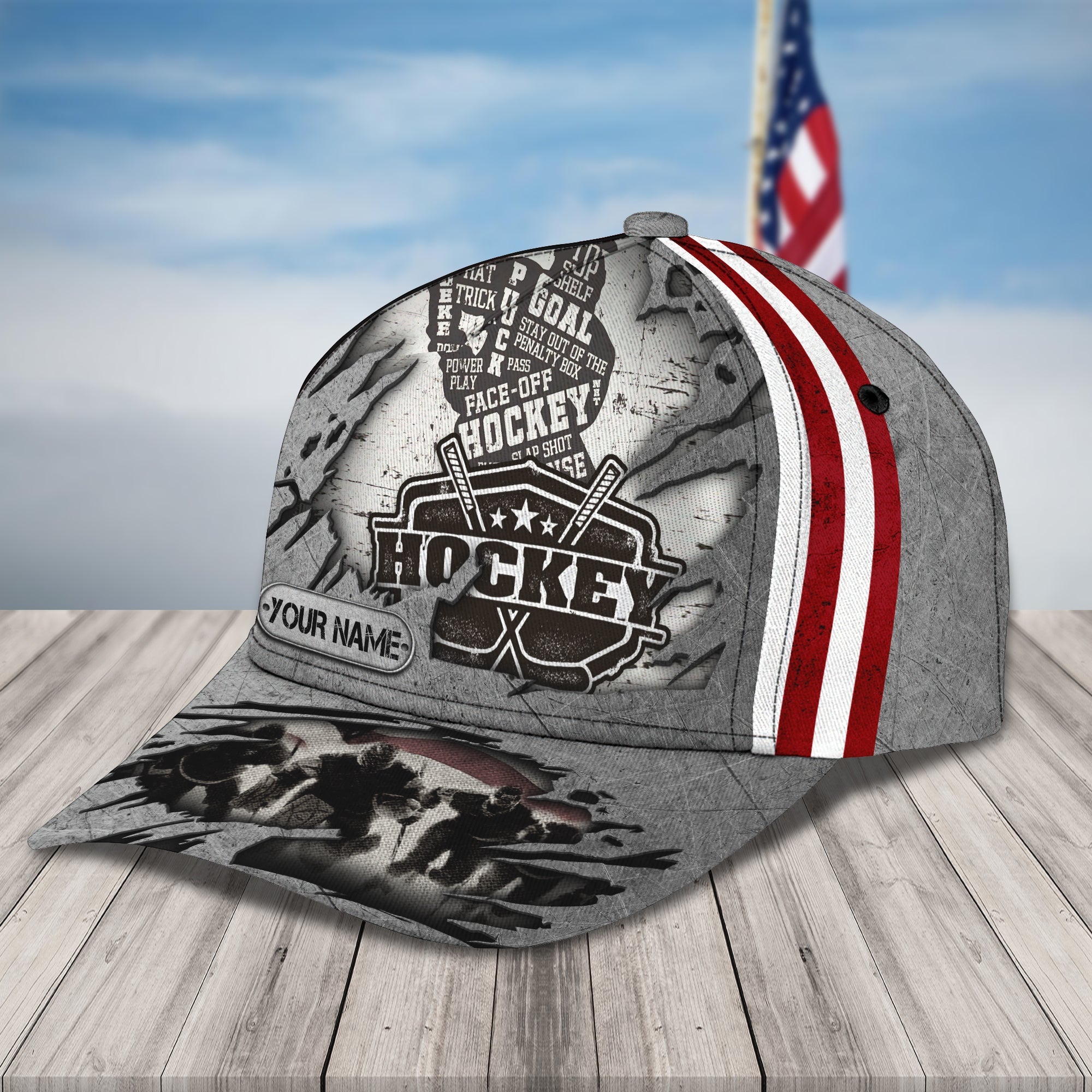 Custom Classic Hockey Cap - Personalized Name Trucker Hats Custom Hats Gifts For Men & Women