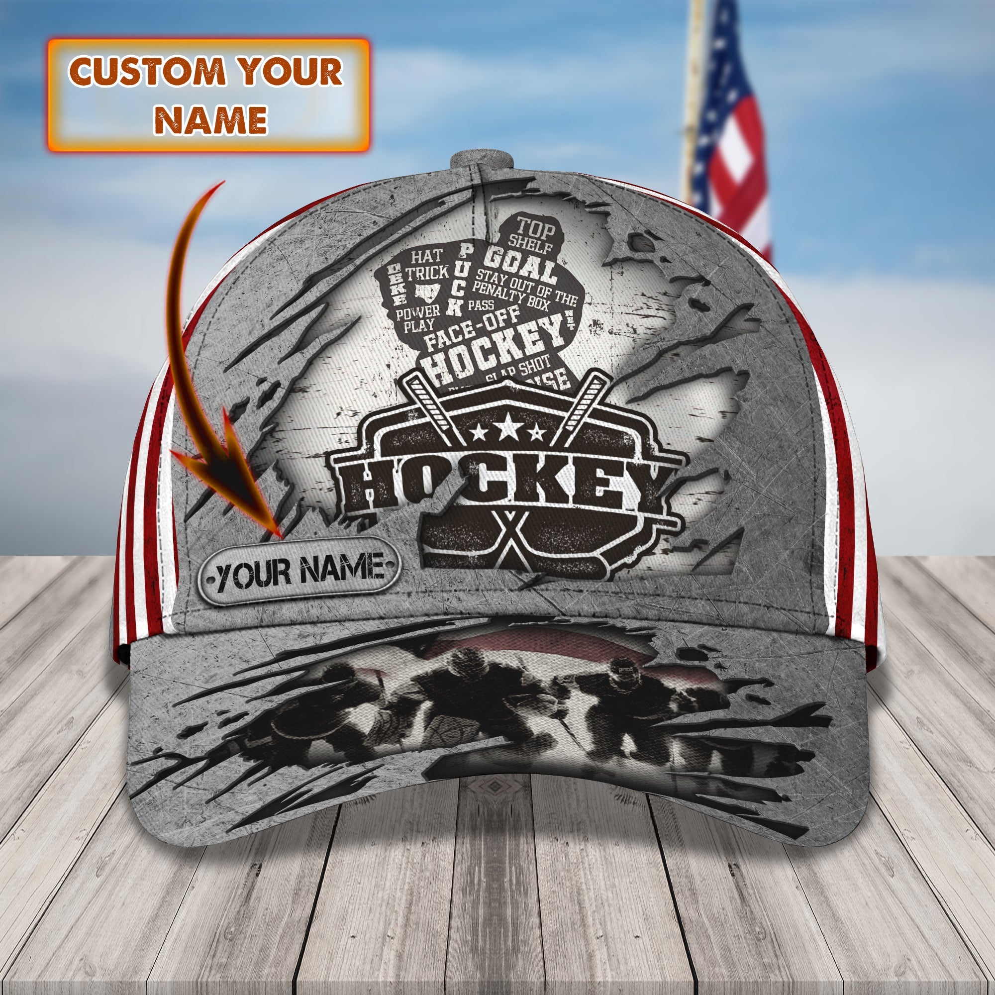 Custom Classic Hockey Cap - Personalized Name Trucker Hats Custom Hats Gifts For Men & Women