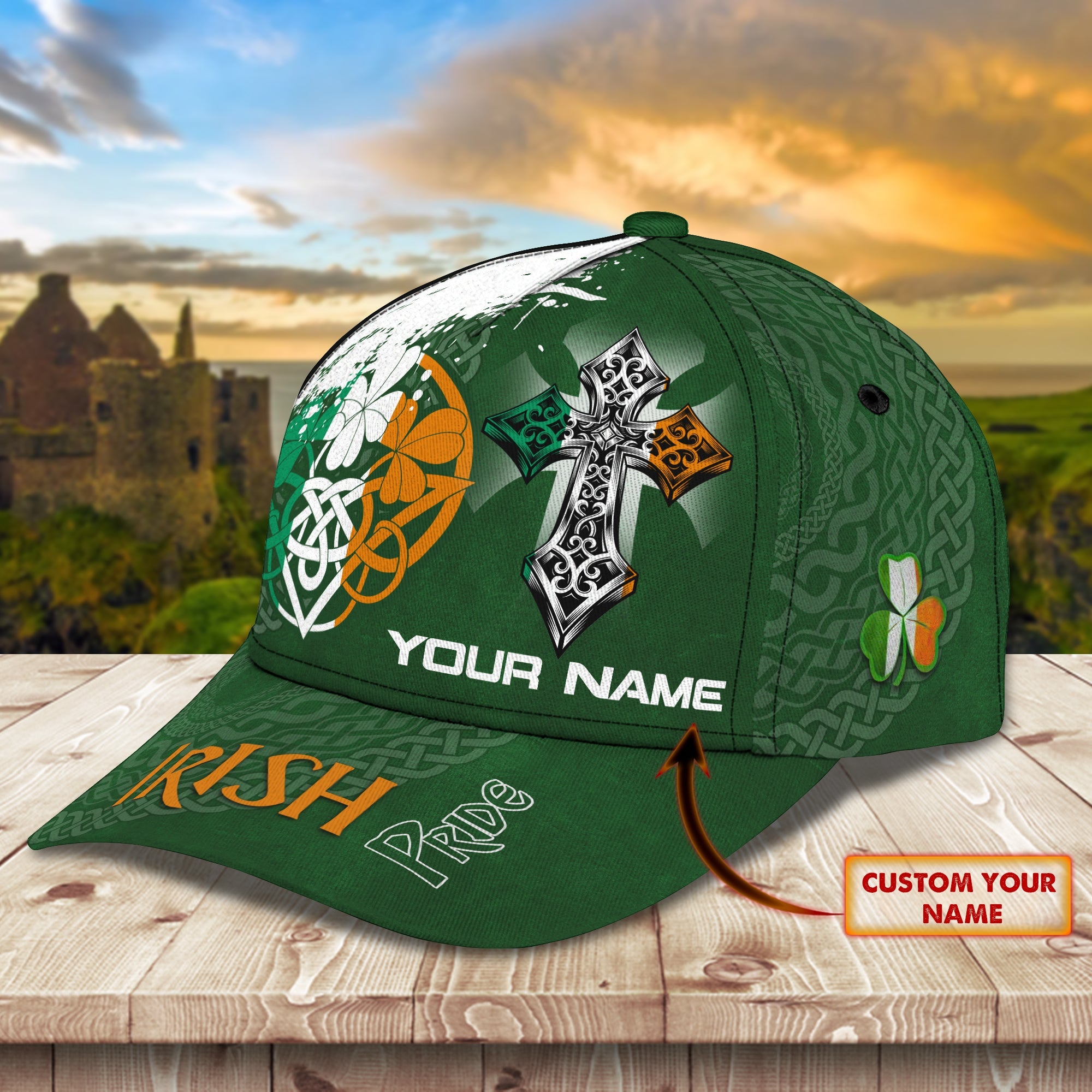 Custom Classic Irish Pride Cap - Personalized Name Option Trucker Hats Custom Hats Gifts For Men & Women