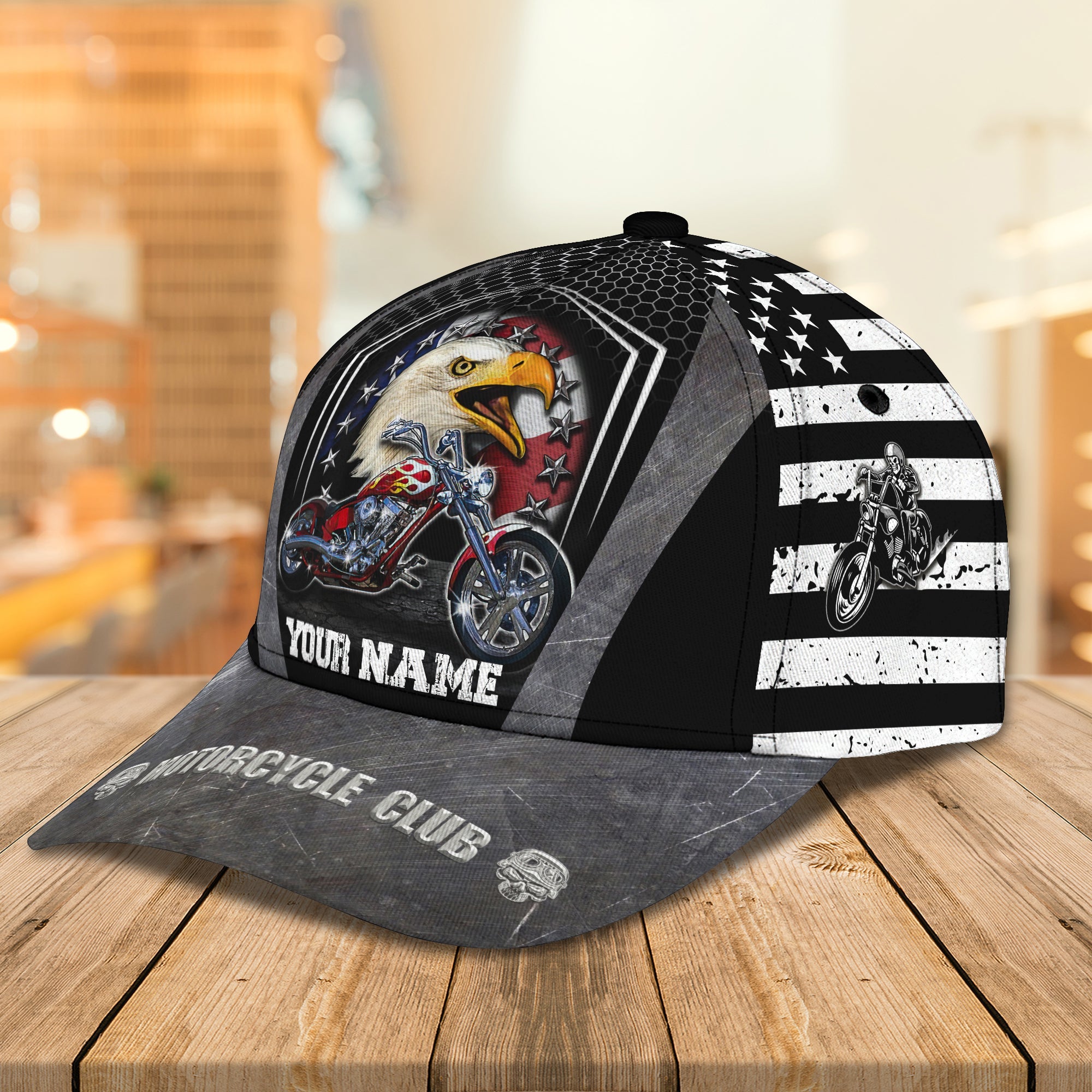 Custom Classic Motorcycle Cap - Personalized Name Trucker Hats Custom Hats Gifts For Men & Women