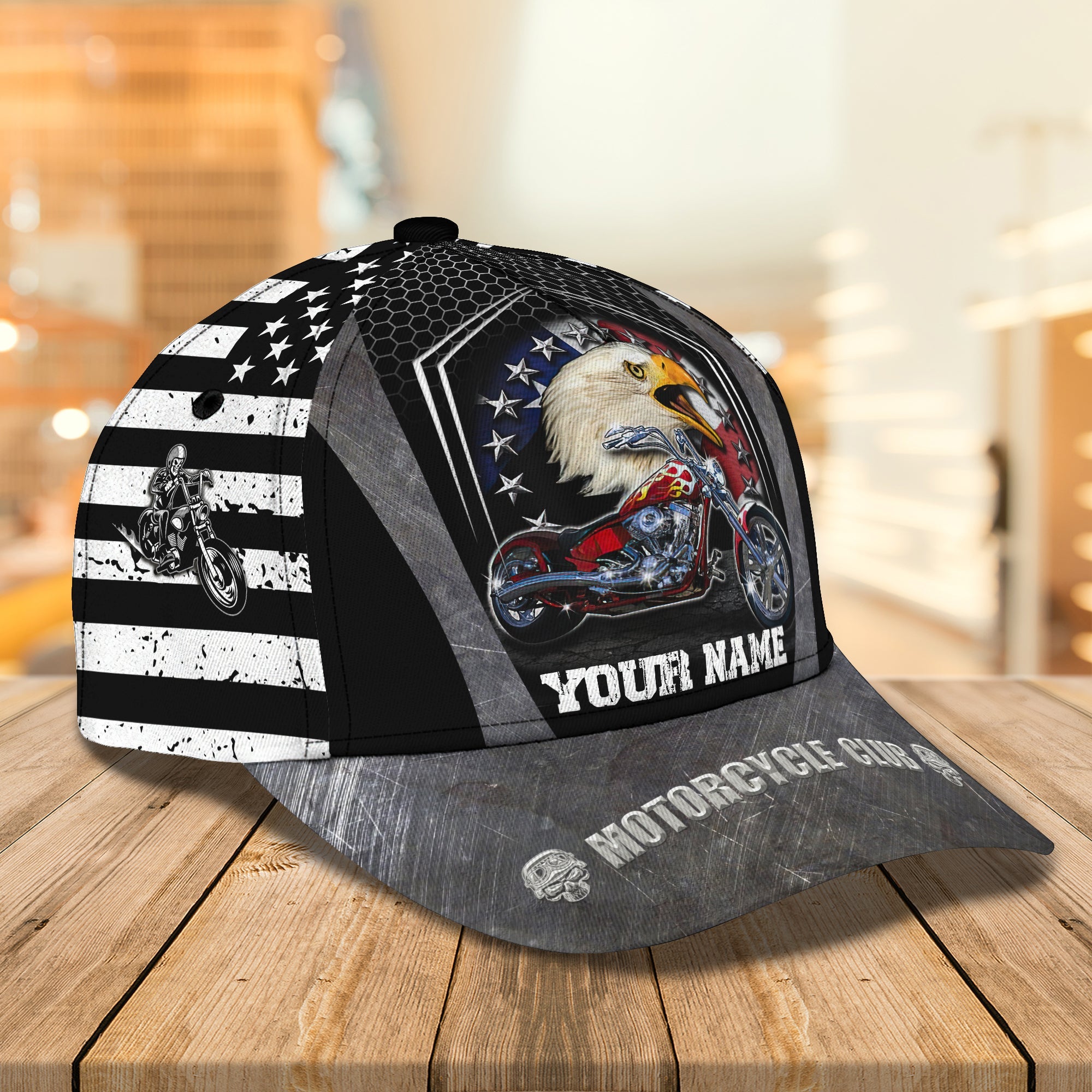 Custom Classic Motorcycle Cap - Personalized Name Trucker Hats Custom Hats Gifts For Men & Women