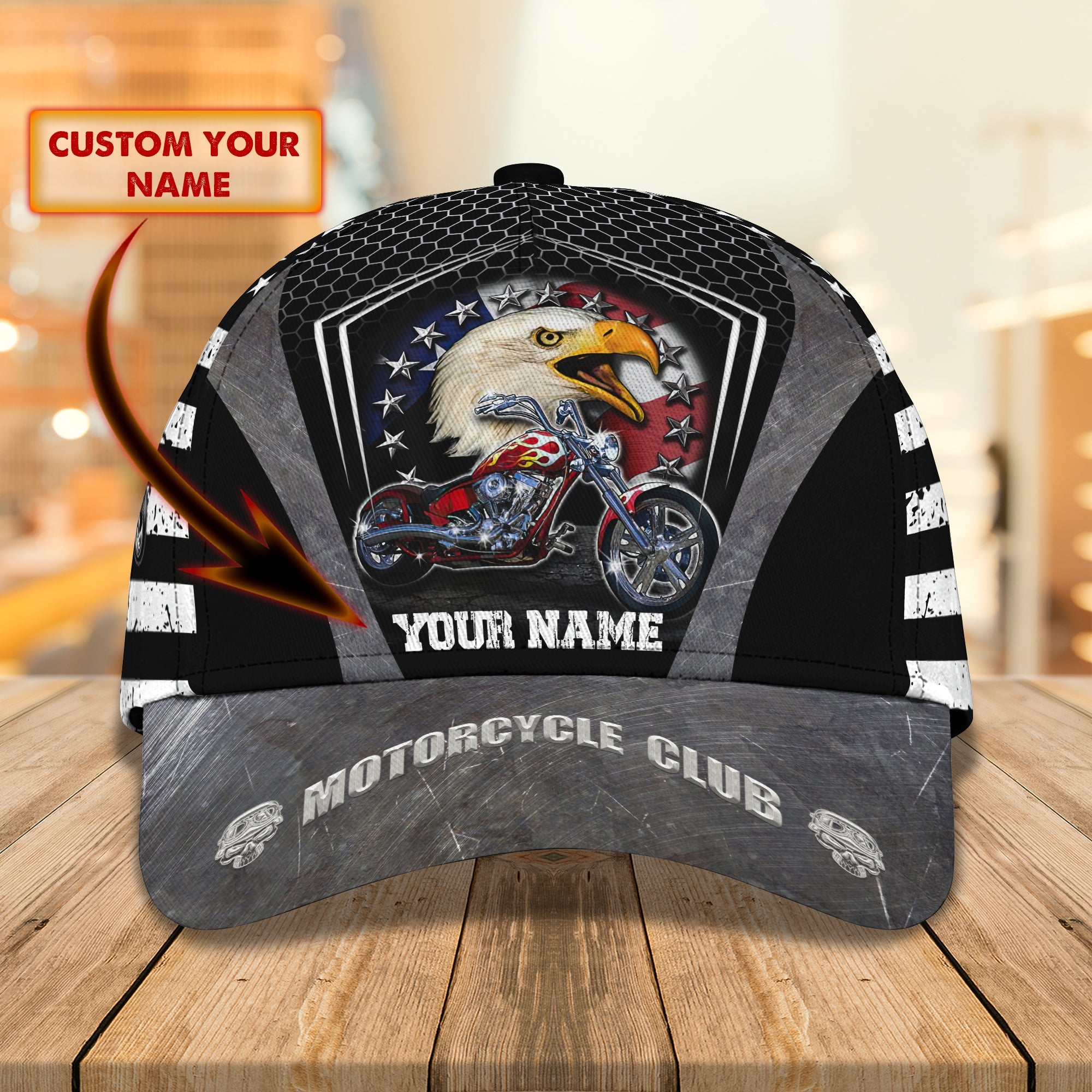 Custom Classic Motorcycle Cap - Personalized Name Trucker Hats Custom Hats Gifts For Men & Women