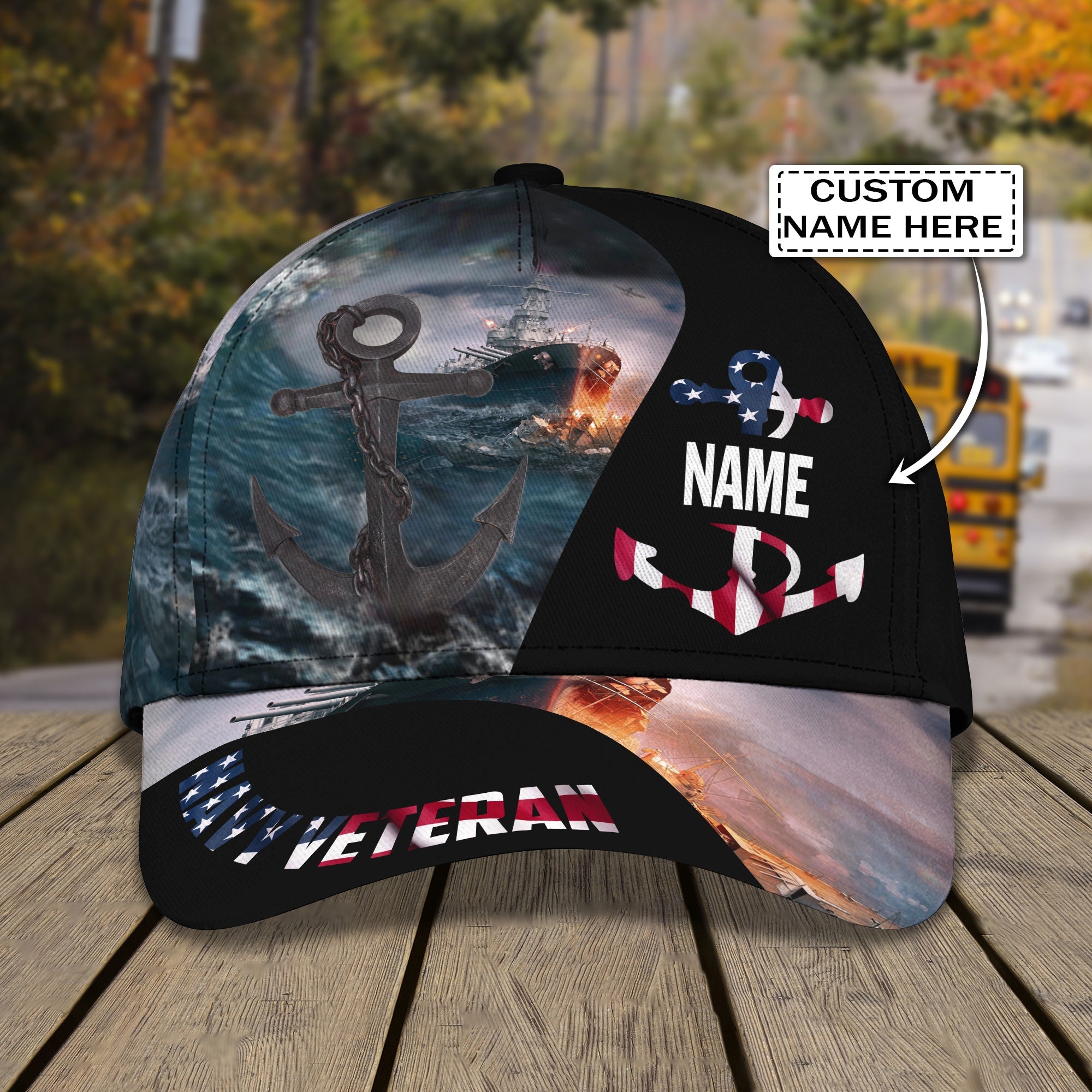 Custom Classic Navy Veteran Cap Trucker Hats Custom Hats Gifts For Men & Women