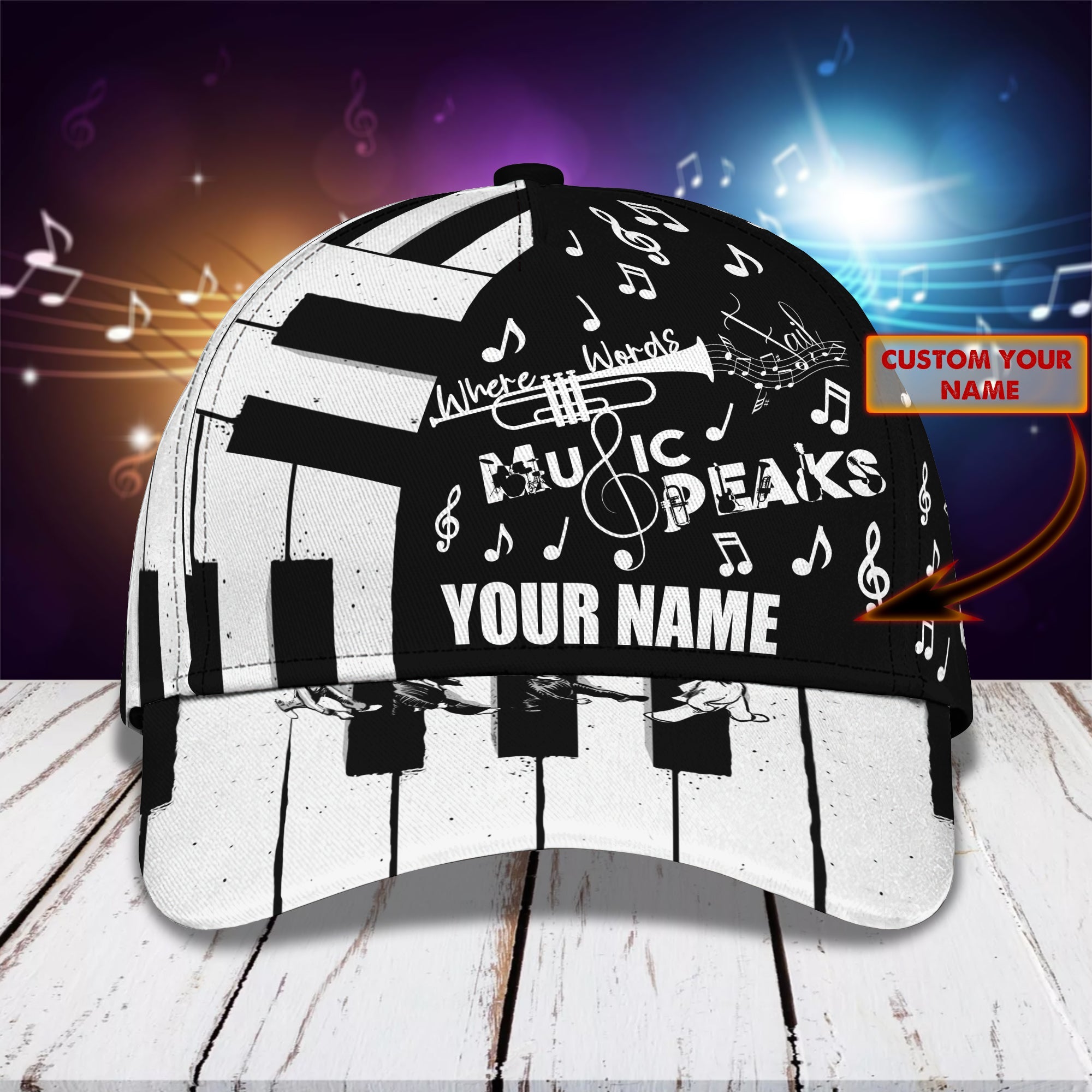 Custom Classic Piano Cap - Personalized Gift Trucker Hats Custom Hats Gifts For Men & Women