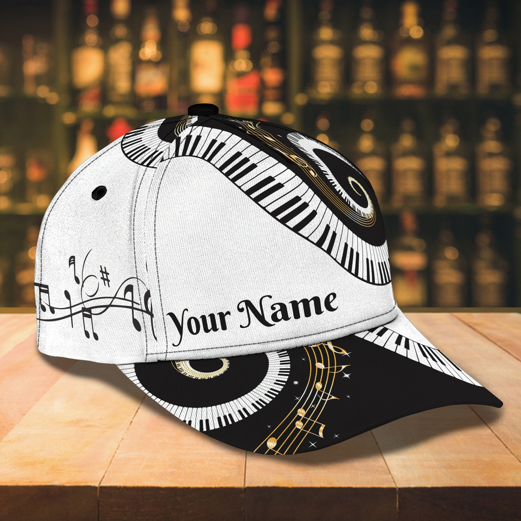 Custom Classic Piano Cap - Personalized Name Trucker Hats Custom Hats Gifts For Men & Women
