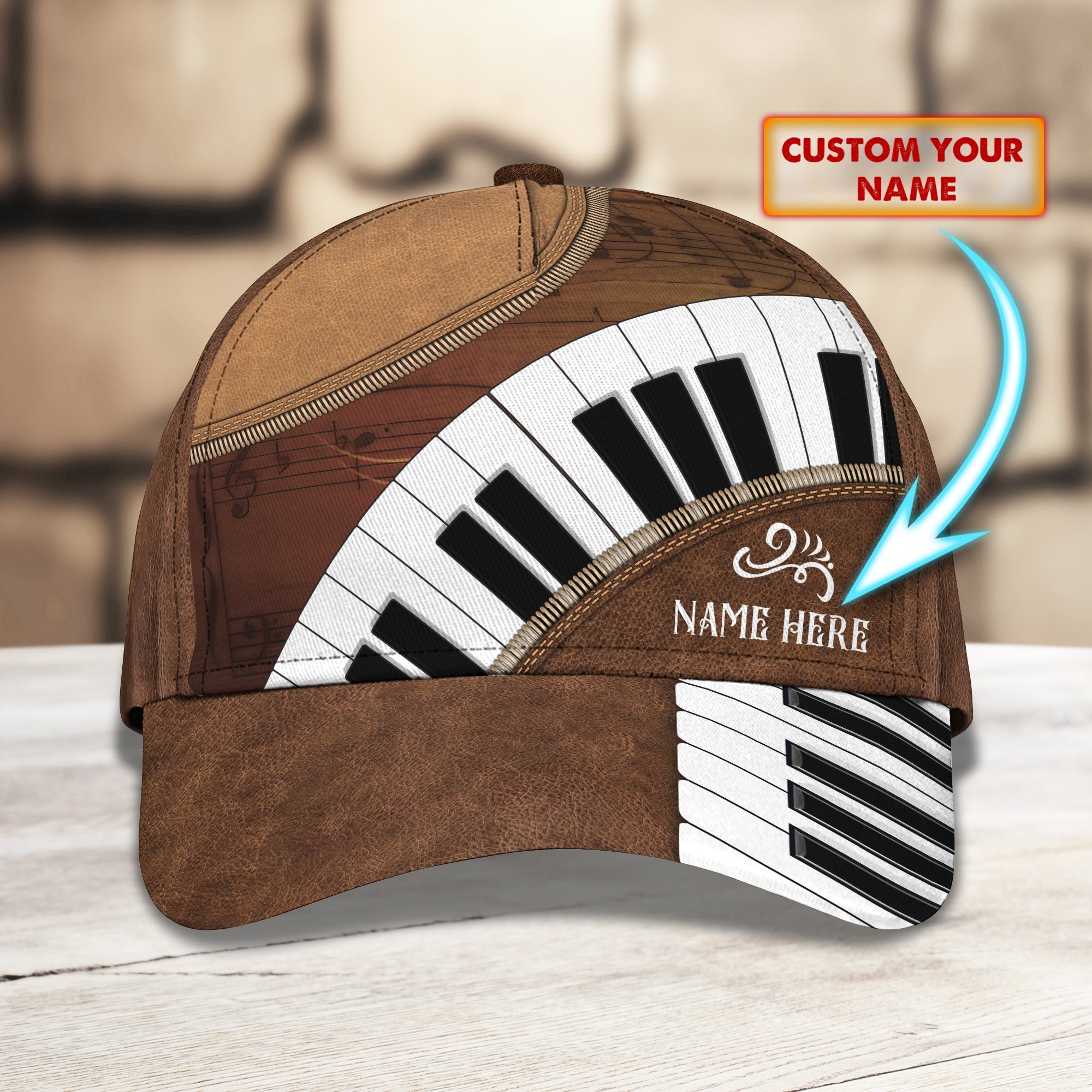 Custom Classic Piano Cap - Personalized Name Cap Trucker Hats Custom Hats Gifts For Men & Women