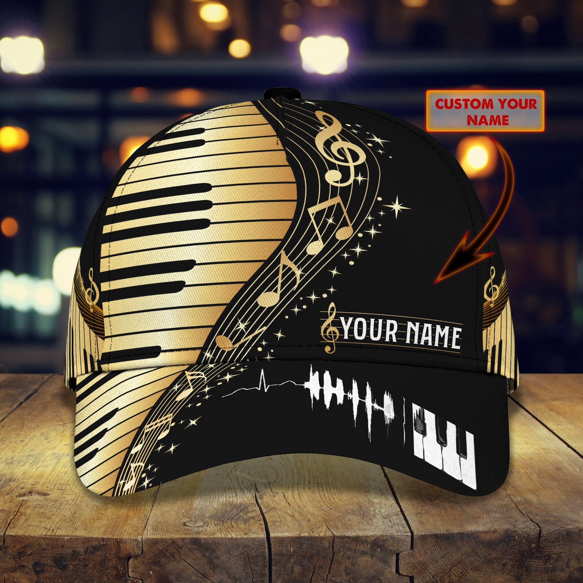 Custom Classic Piano Cap - Personalized Name Cap Trucker Hats Custom Hats Gifts For Men & Women