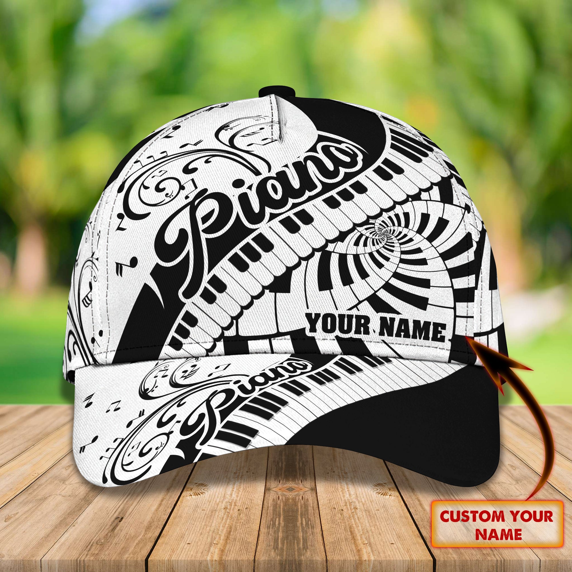 Custom Classic Piano Cap - Personalized Name Option Trucker Hats Custom Hats Gifts For Men & Women