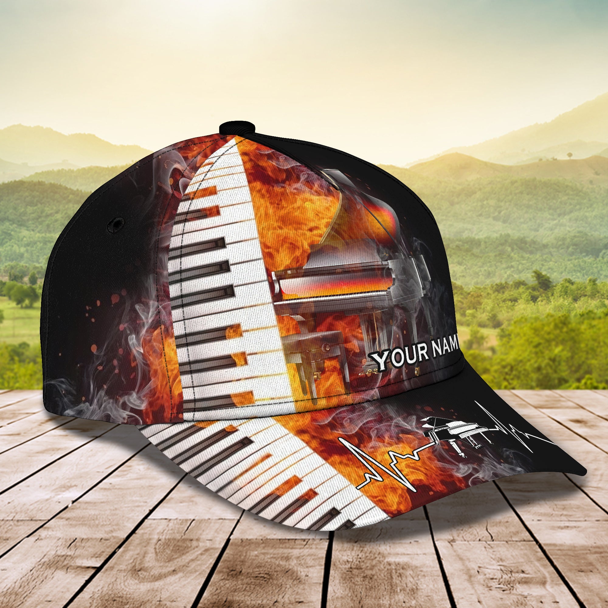 Custom Classic Piano Cap - Personalized Name  - Perfect Gift Trucker Hats Custom Hats Gifts For Men & Women